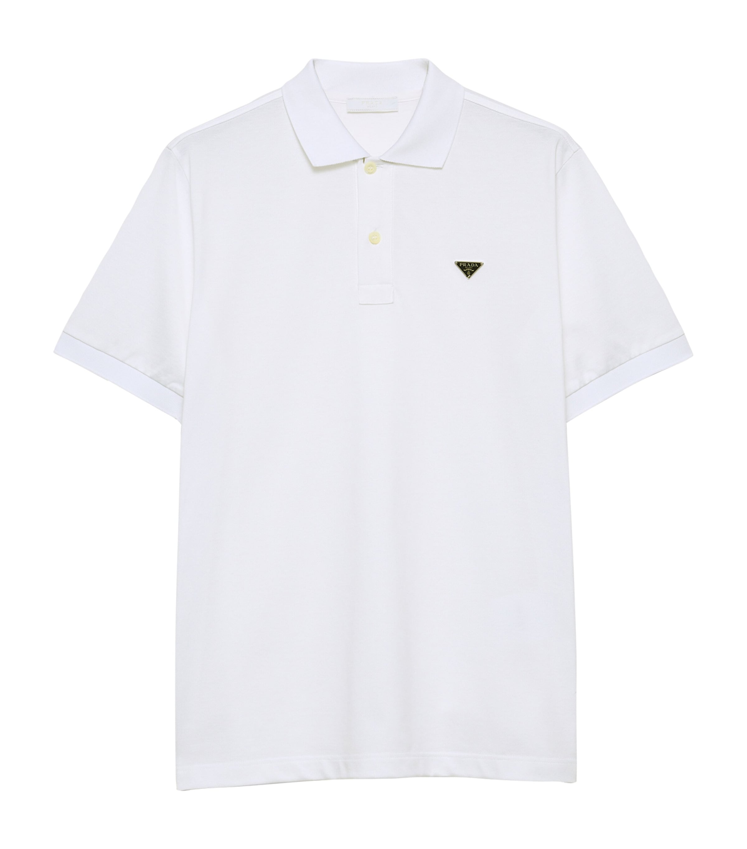 Prada Mens Cotton Piqué Slim Polo Shirt White