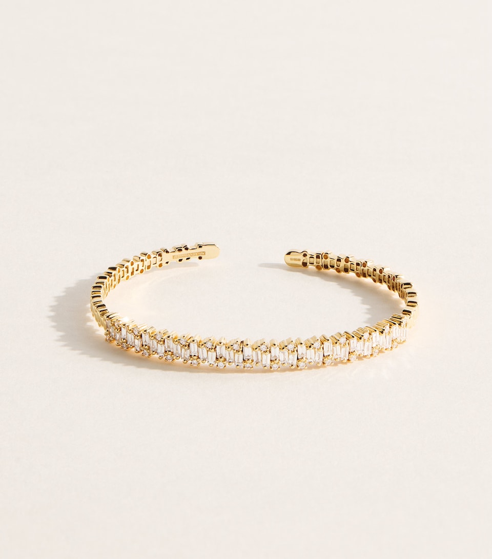 Suzanne Kalan Yellow Gold and Diamond Classic Shimmer Bangle Yg/wd