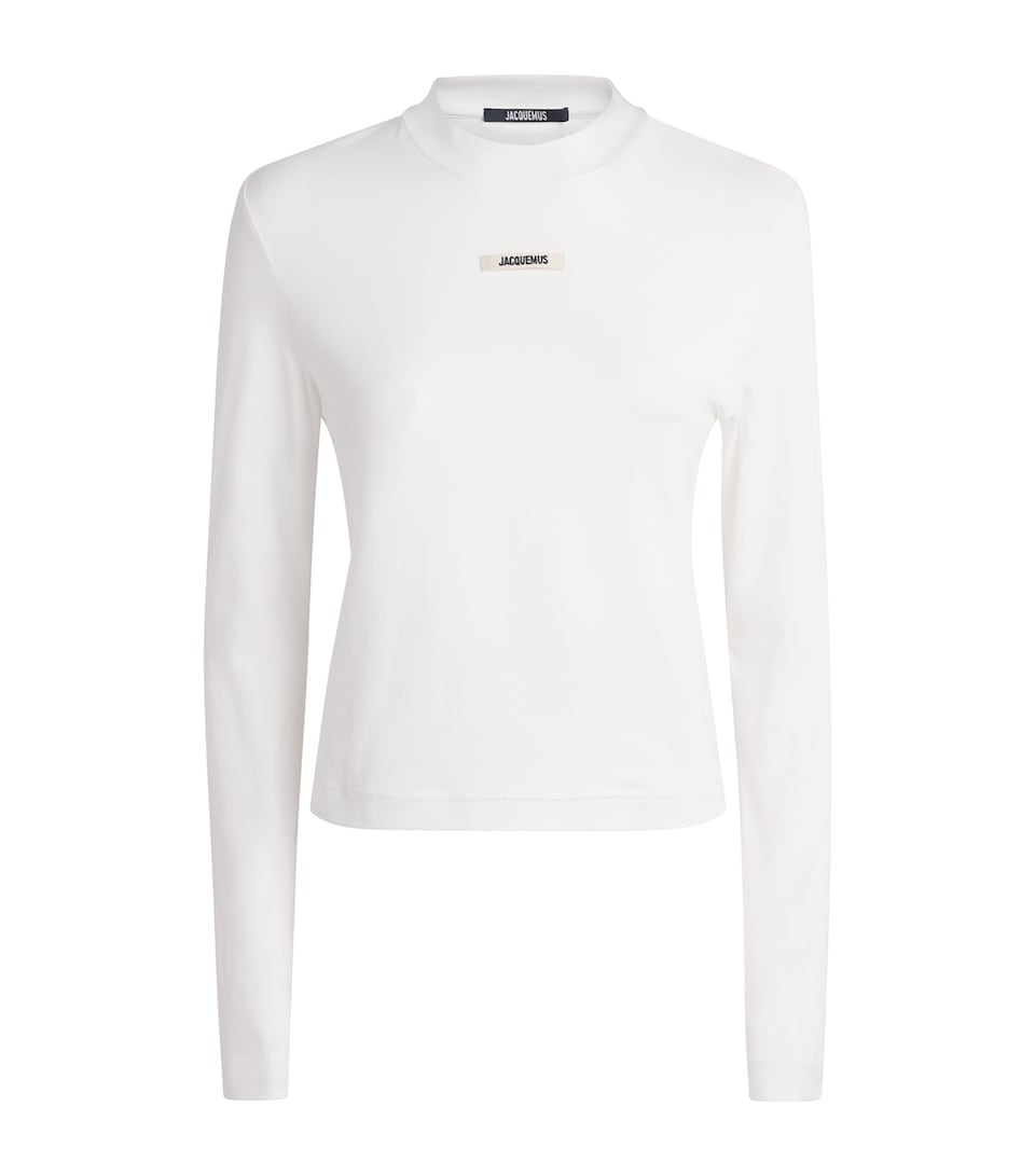 Jacquemus Womens Logo Long-Sleeve T-Shirt White