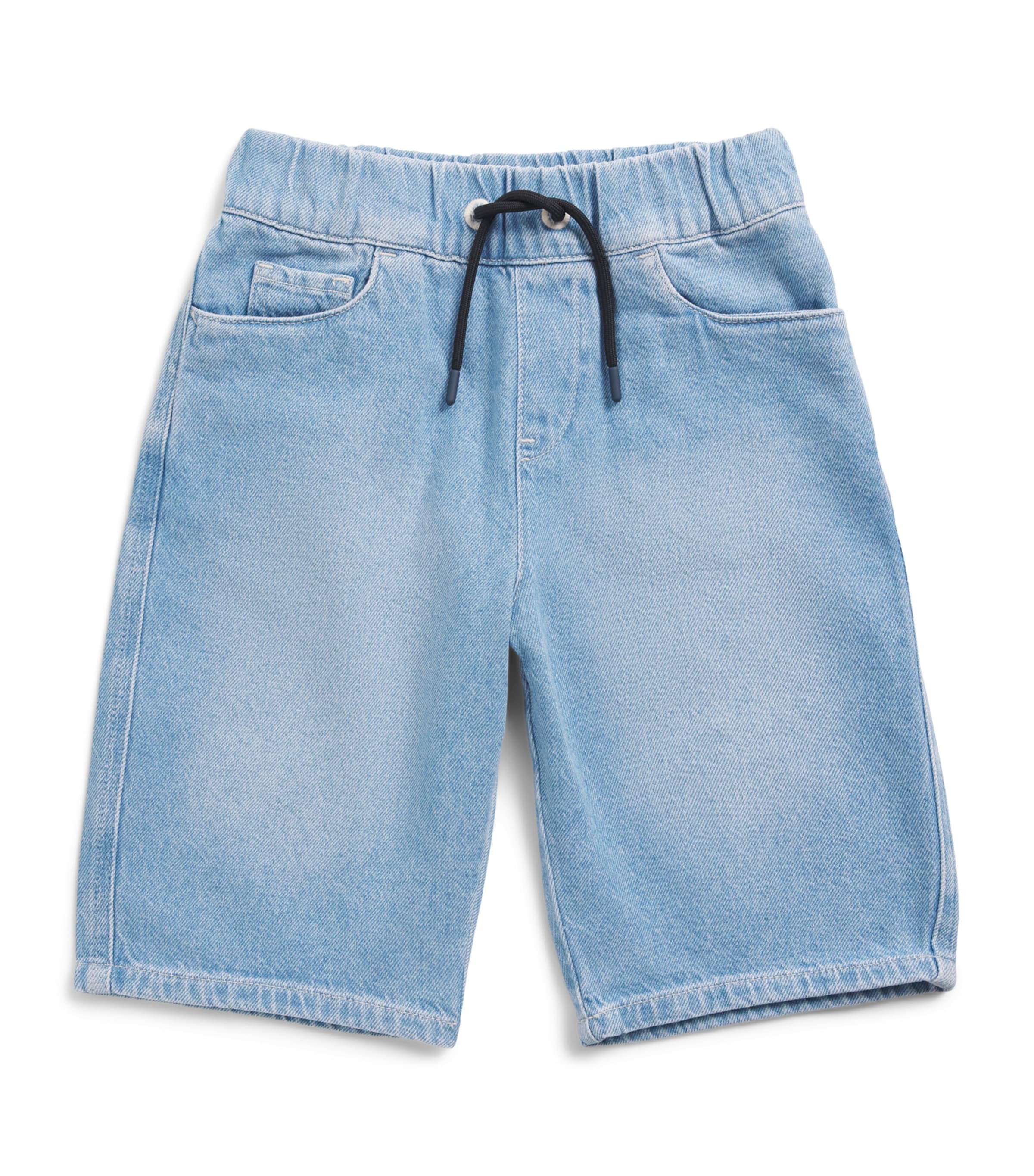 Emporio Armani Kids Denim Drawstring Shorts (4-16 Years) Medium Blue Denim