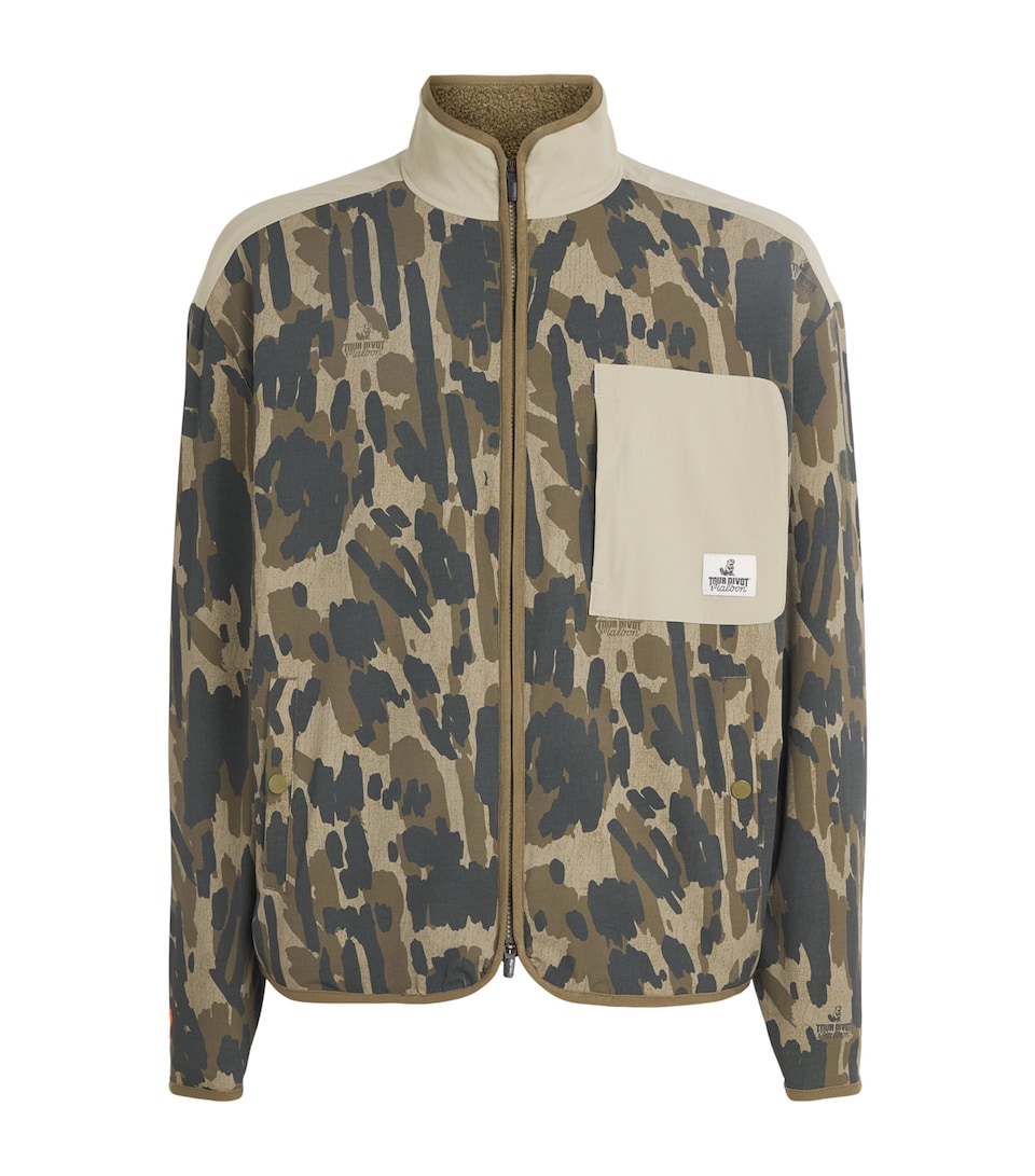 Malbon Mens Tour Divot Sherpa Jacket Bark Camo