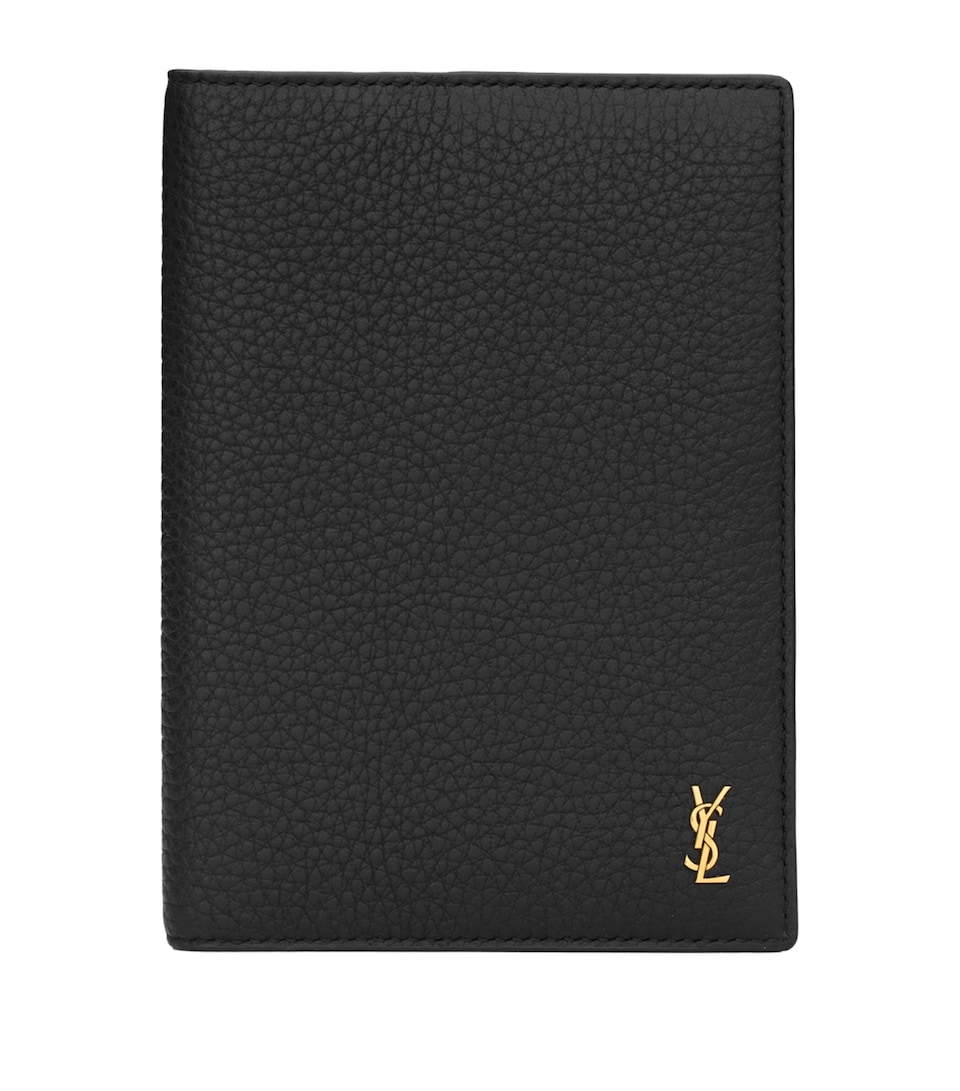 Saint Laurent Leather Monogram Passport Holder