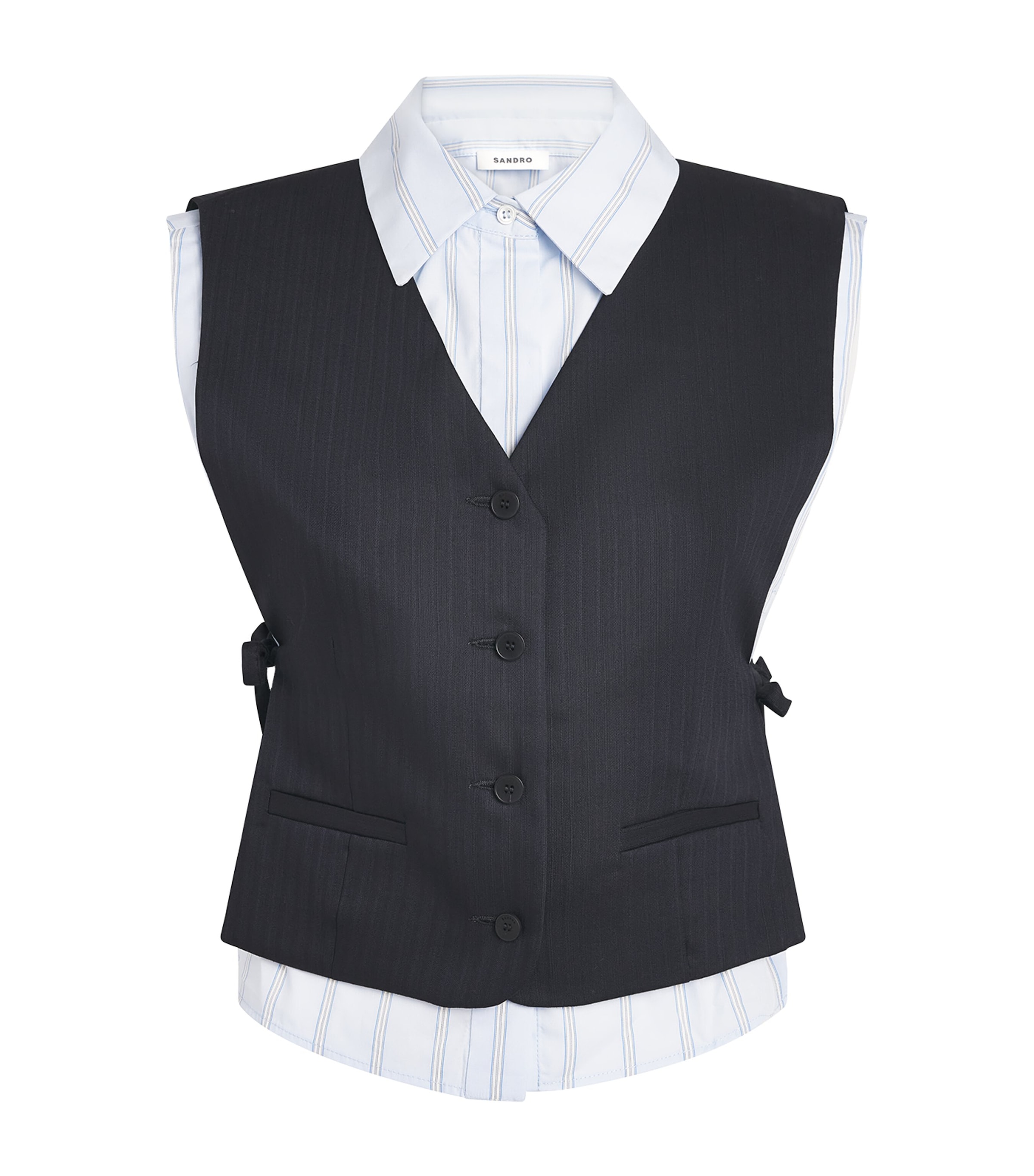 Sandro Paris Womens Sleeveless Layered Waistcoat Navy Blue