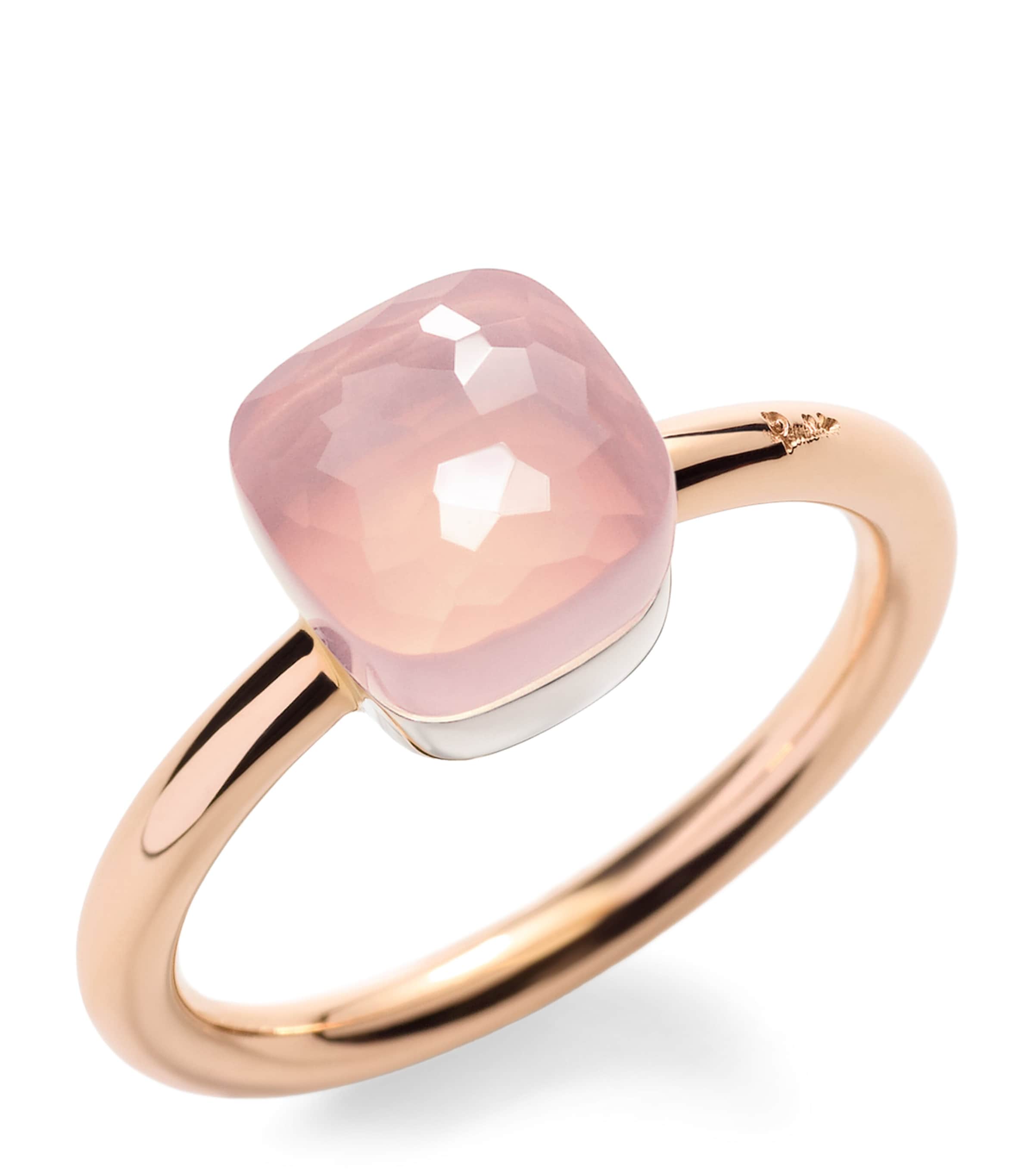 Pomellato Mixed Gold and Rose Quartz Nudo Ring