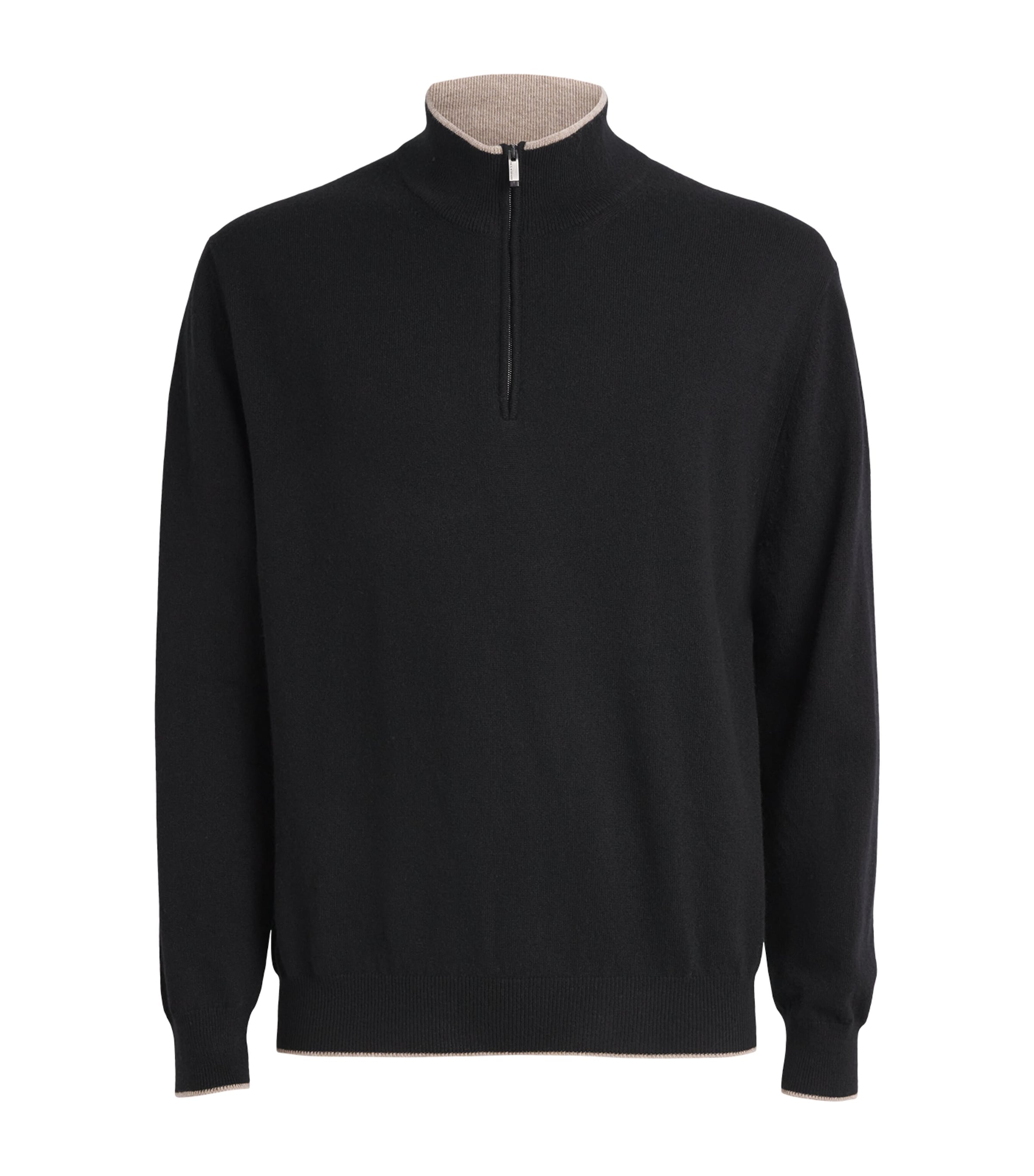 Paul & Shark Mens Cashmere Quarter-Zip Sweater Black