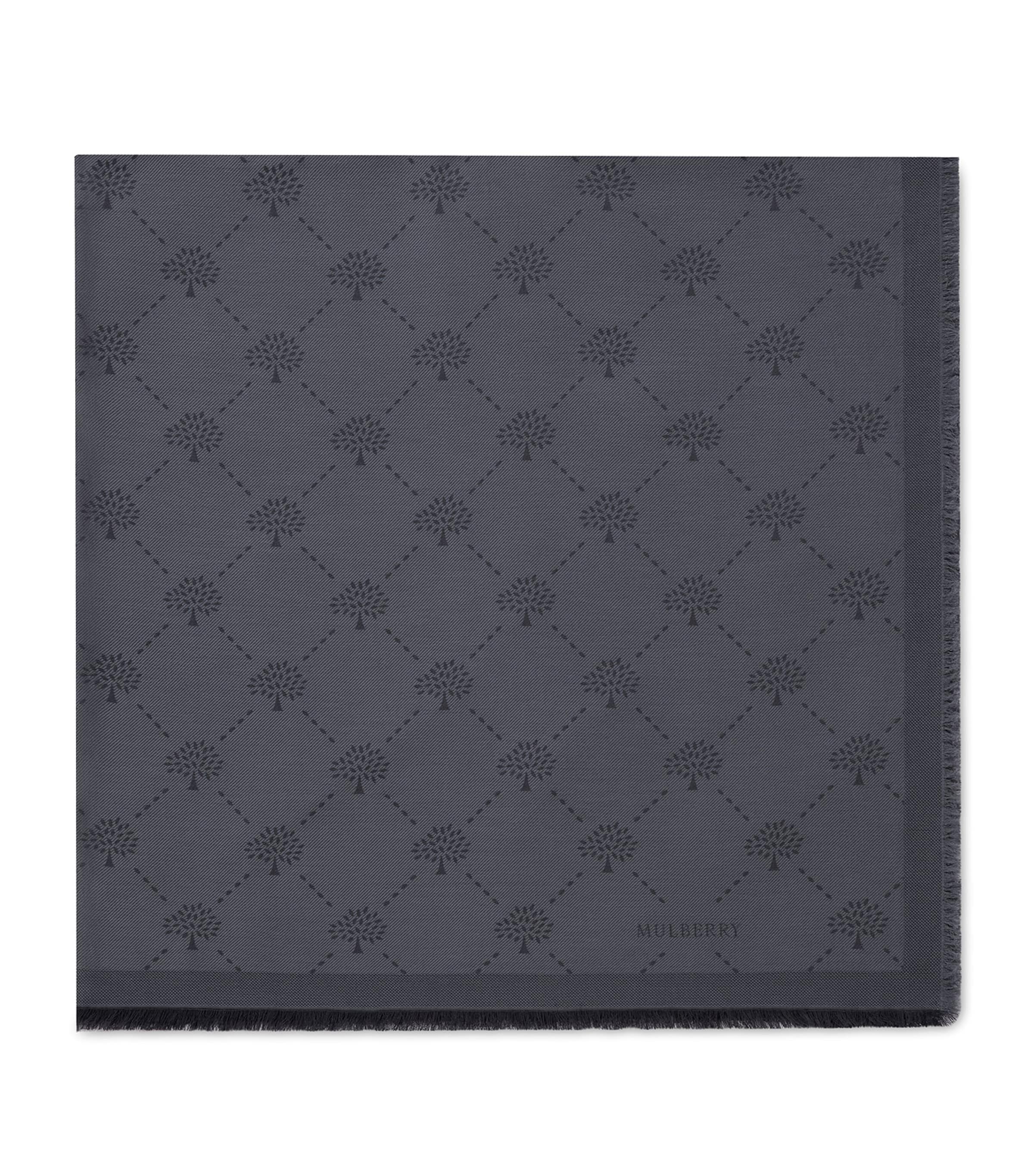 Mulberry Cotton Diamond Tree Square Scarf Black