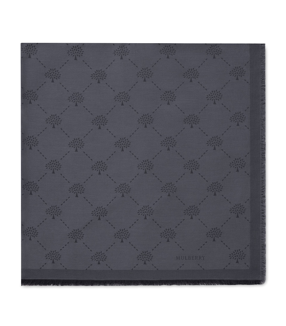 Mulberry Cotton Diamond Tree Square Scarf Black