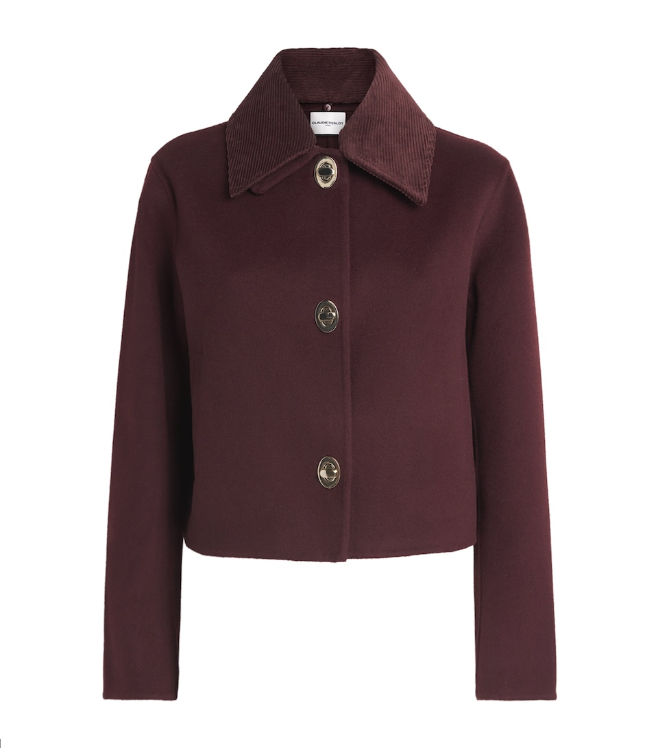 Claudie Pierlot Womens Wool-Blend Corduroy Jacket Dark Burgundy