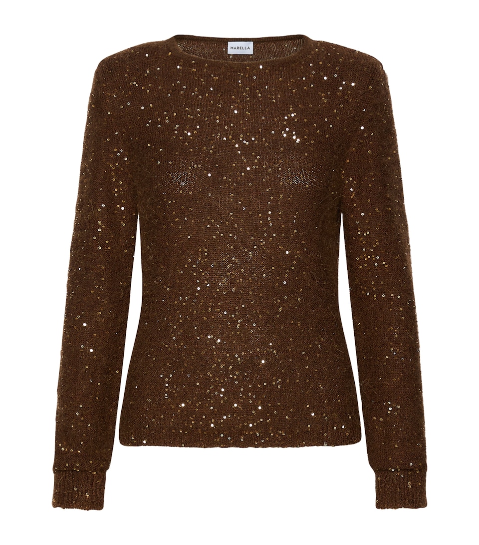 Marella Womens Sequinned Sweater Brown