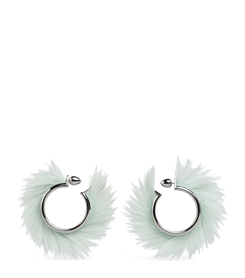 Alaïa Feather-Trim Hoop Earrings Noir