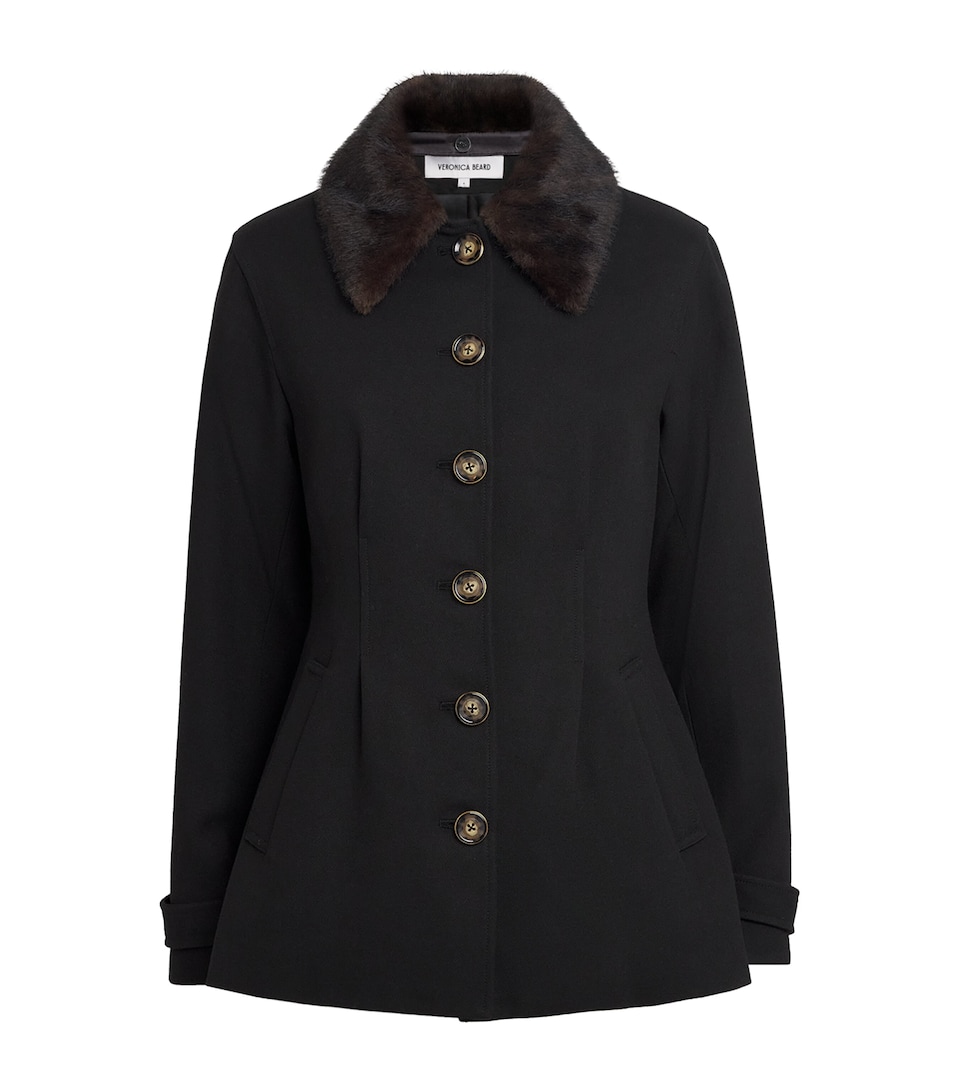 Veronica Beard Womens Faux Fur-Trim Severine Jacket Black
