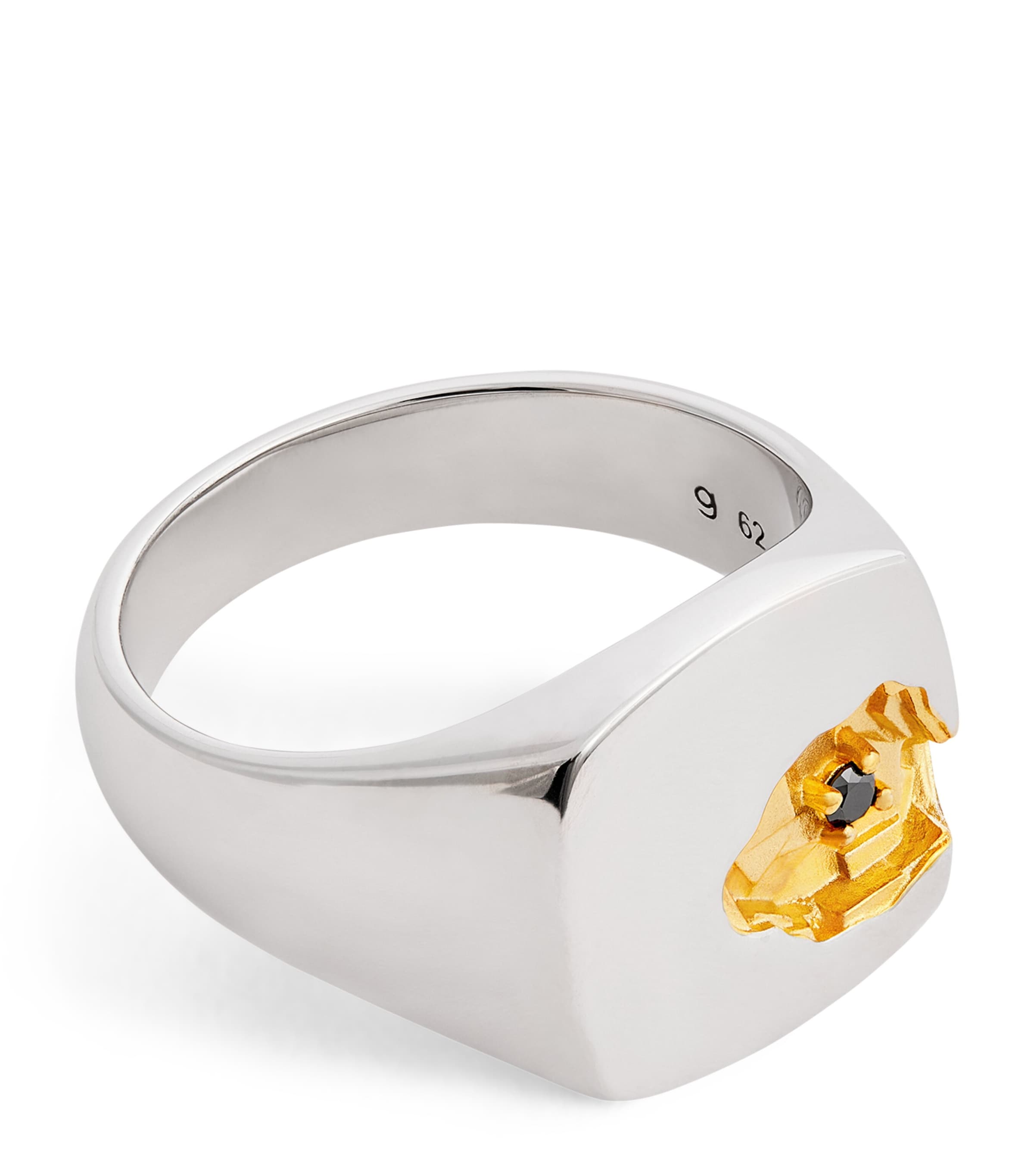 Tom Wood Sterling Silver and Black Diamond Signet Ring Na