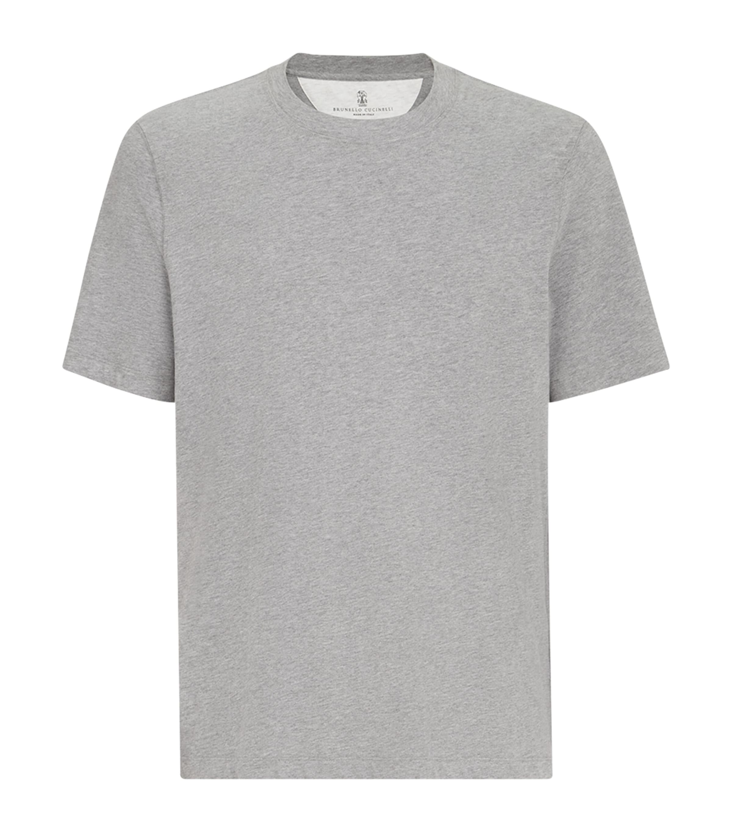 Brunello Cucinelli Mens Cotton Crew-Neck T-Shirt Grey