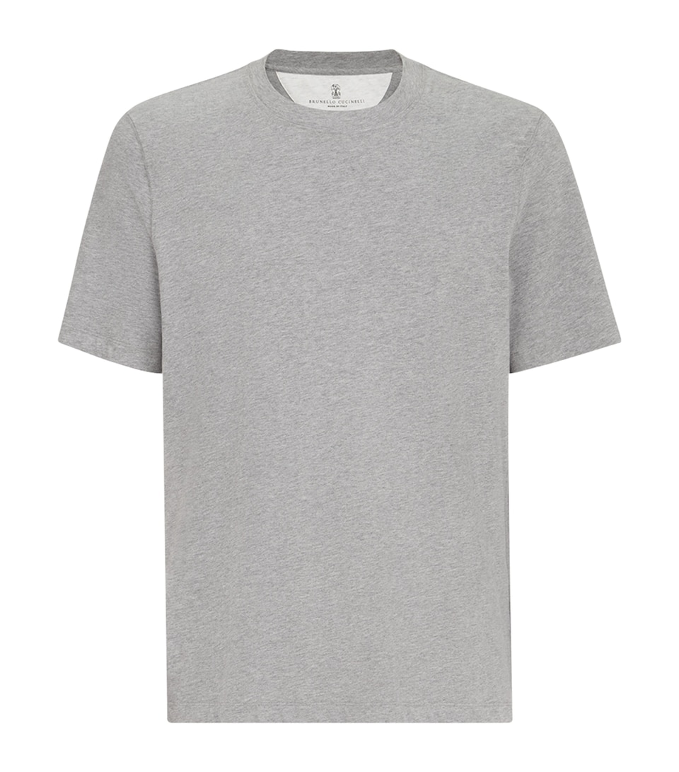 Brunello Cucinelli Mens Cotton Crew-Neck T-Shirt Grey
