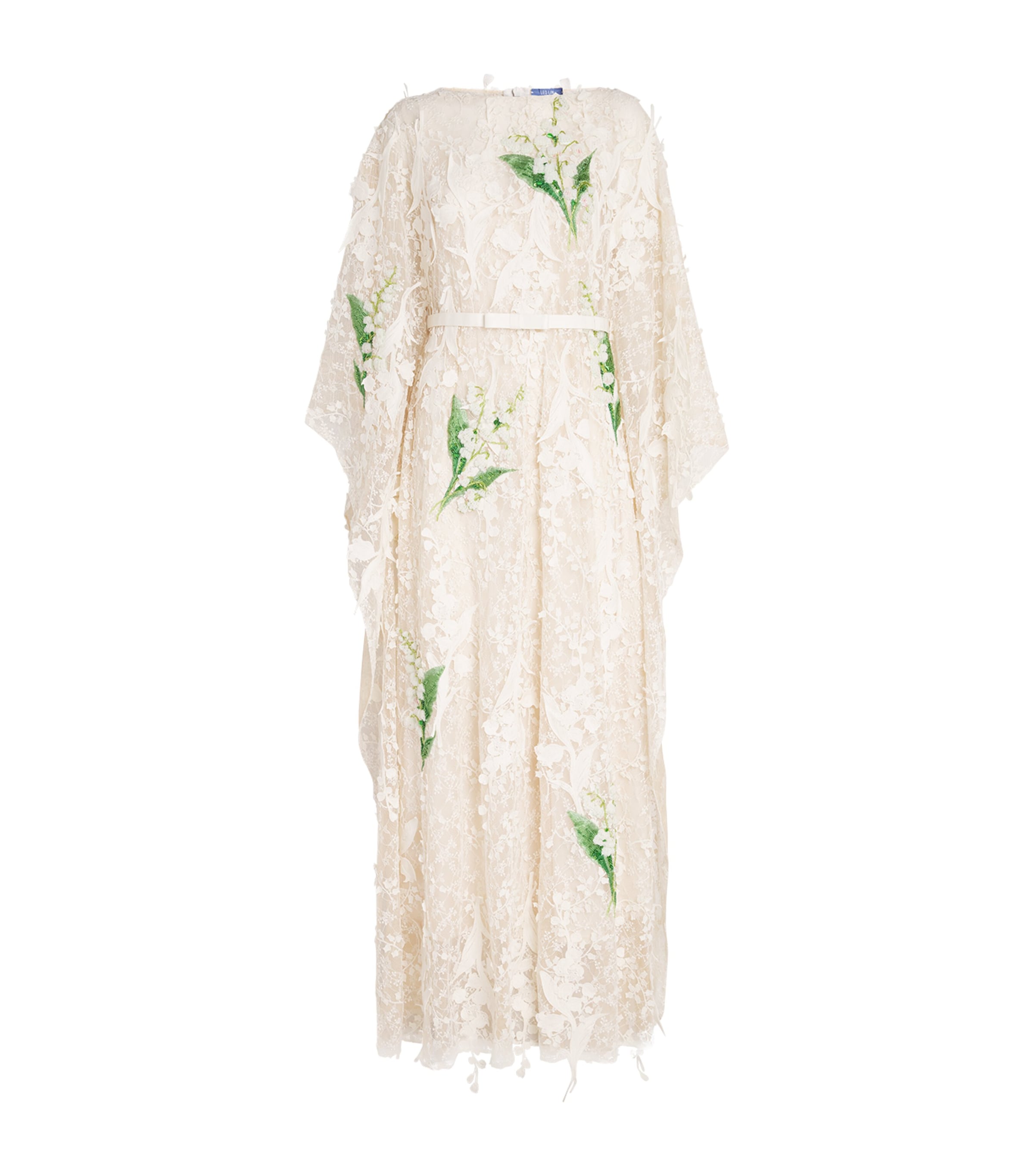 LEO LIN Womens Lace Embellished Willow Maxi Kaftan Dress Snow