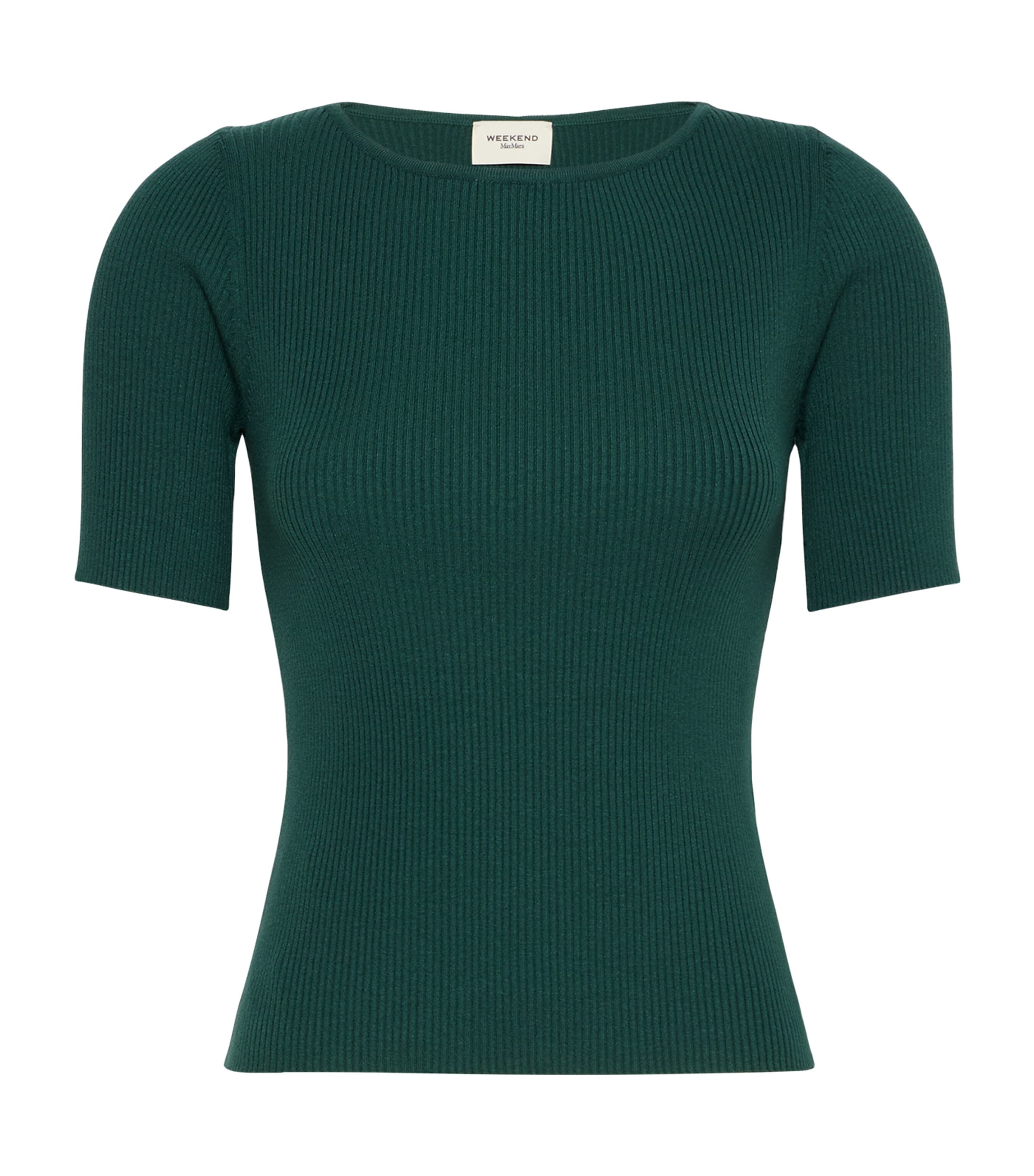 Weekend Max Mara Womens Ribbed Boat-Neck T-Shirt Green