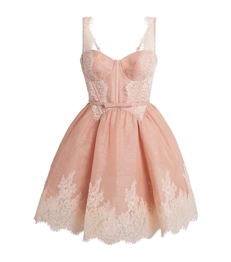 Zimmermann Womens Linen-Silk Valiant Mini Dress Light Pink