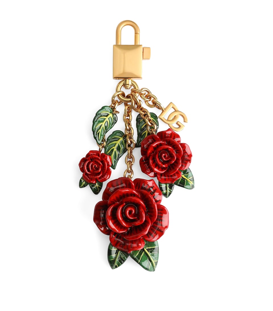 Dolce&Gabbana Brass Roses Keyring Ottone/rosso