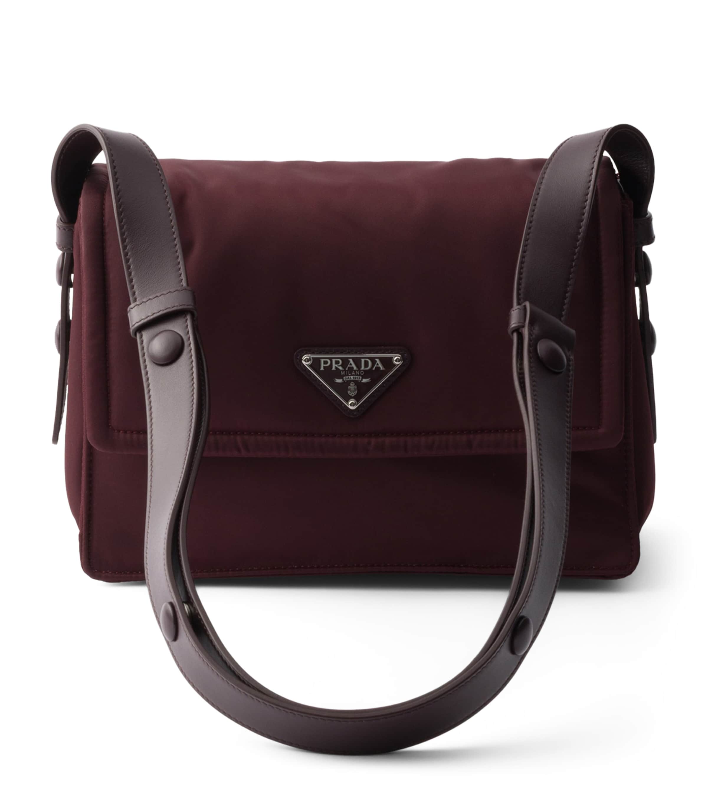 Prada Small Re-Nylon Traveller Shoulder Bag Burgundy