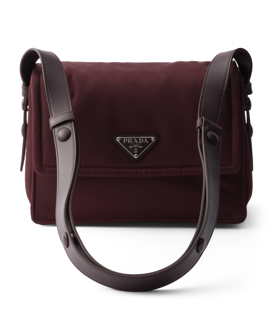 Prada Small Re-Nylon Traveller Shoulder Bag Burgundy