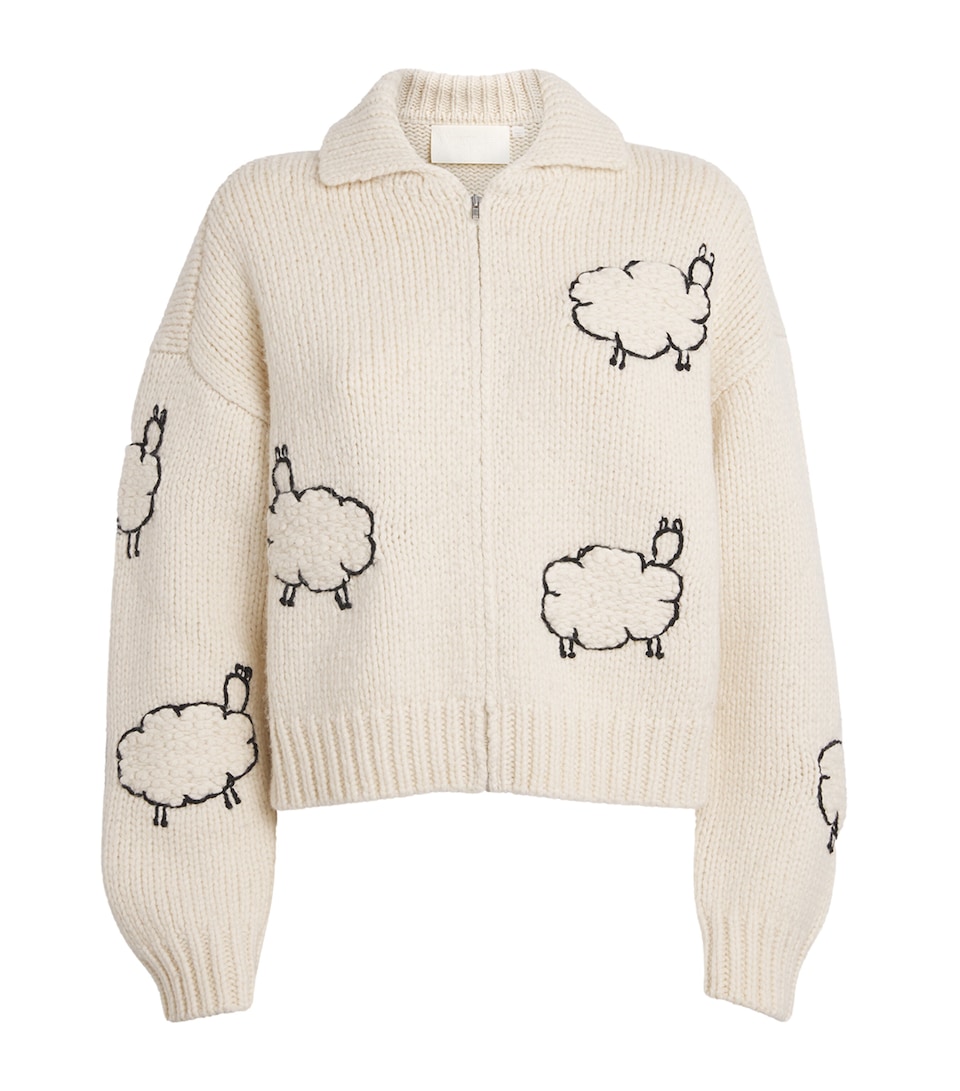 Wool-Cotton Raquette Cropped Cardigan