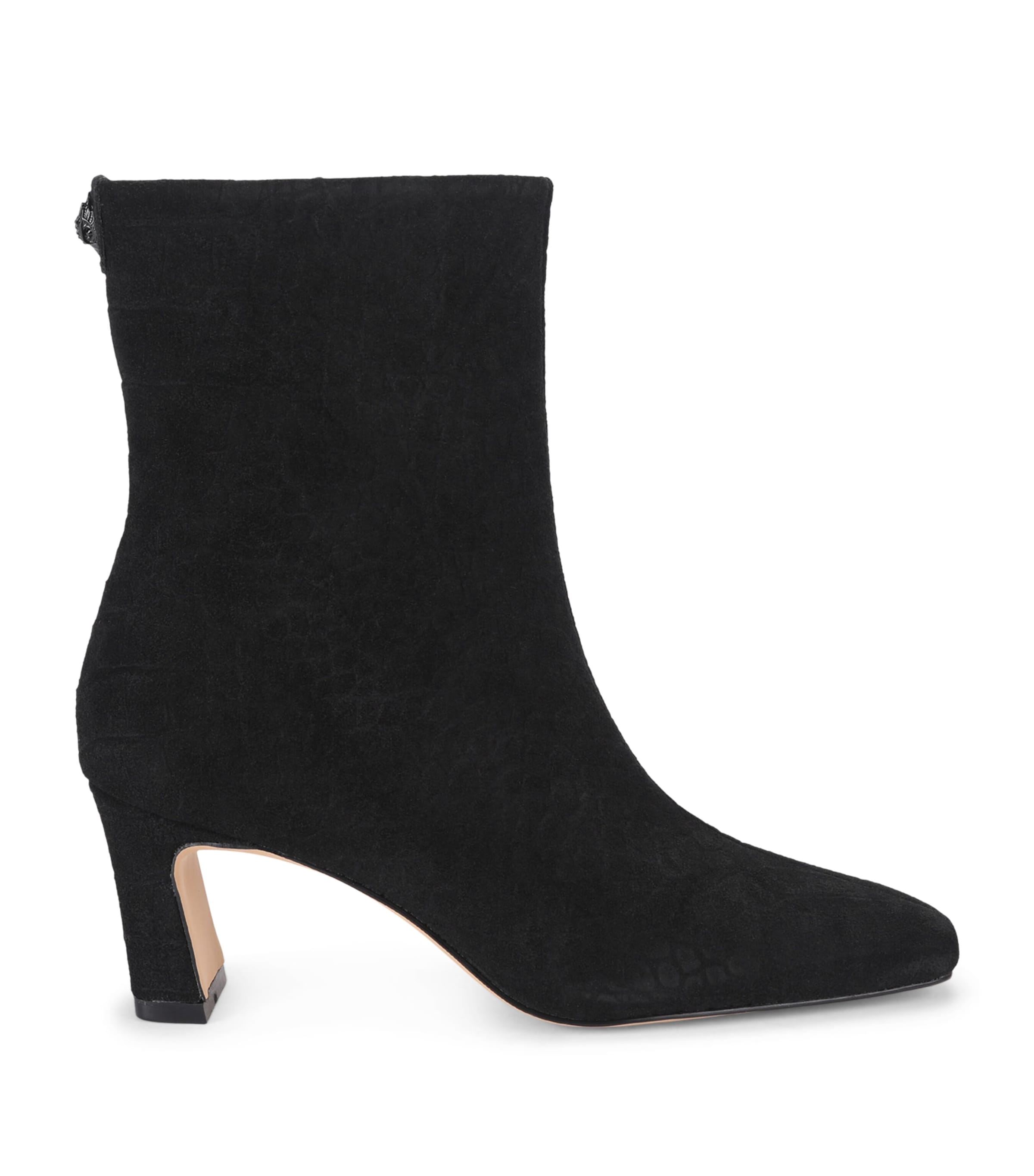 Kurt Geiger London Suede Croc Print Billy Ankle Boots Black