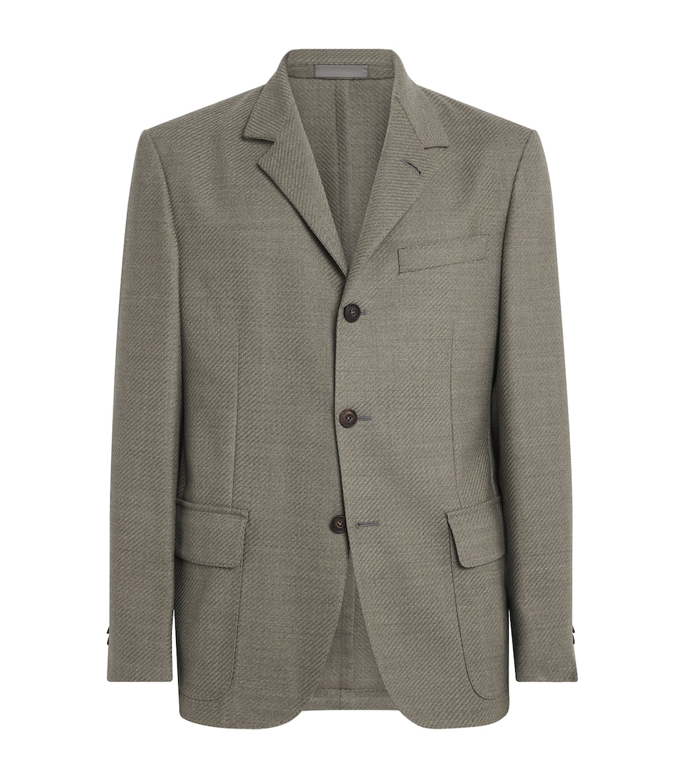 Corneliani Mens Virgin Wool Jacket Green Coloured