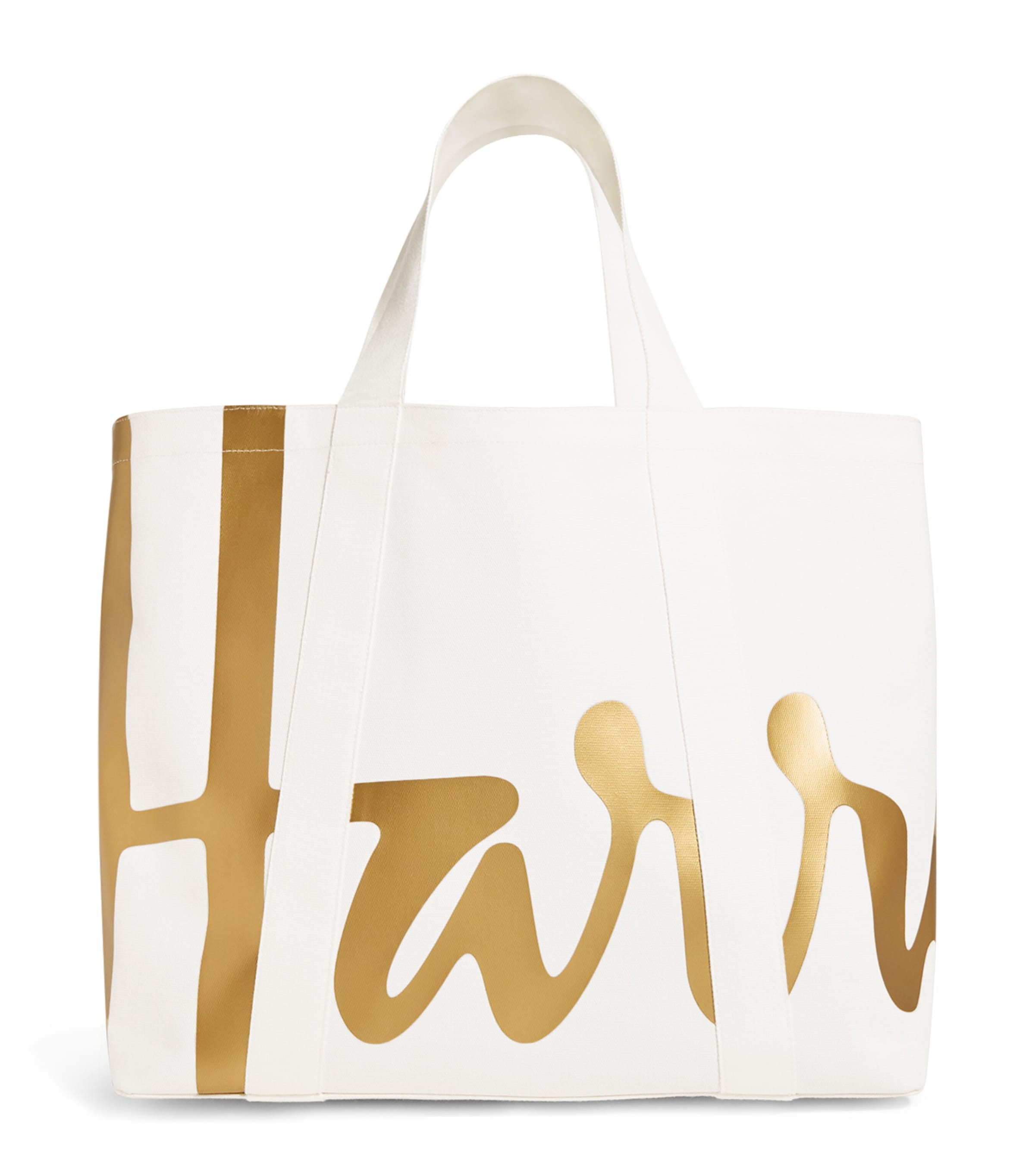 Harrods Large Cotton Logo Tote Bag Ivory