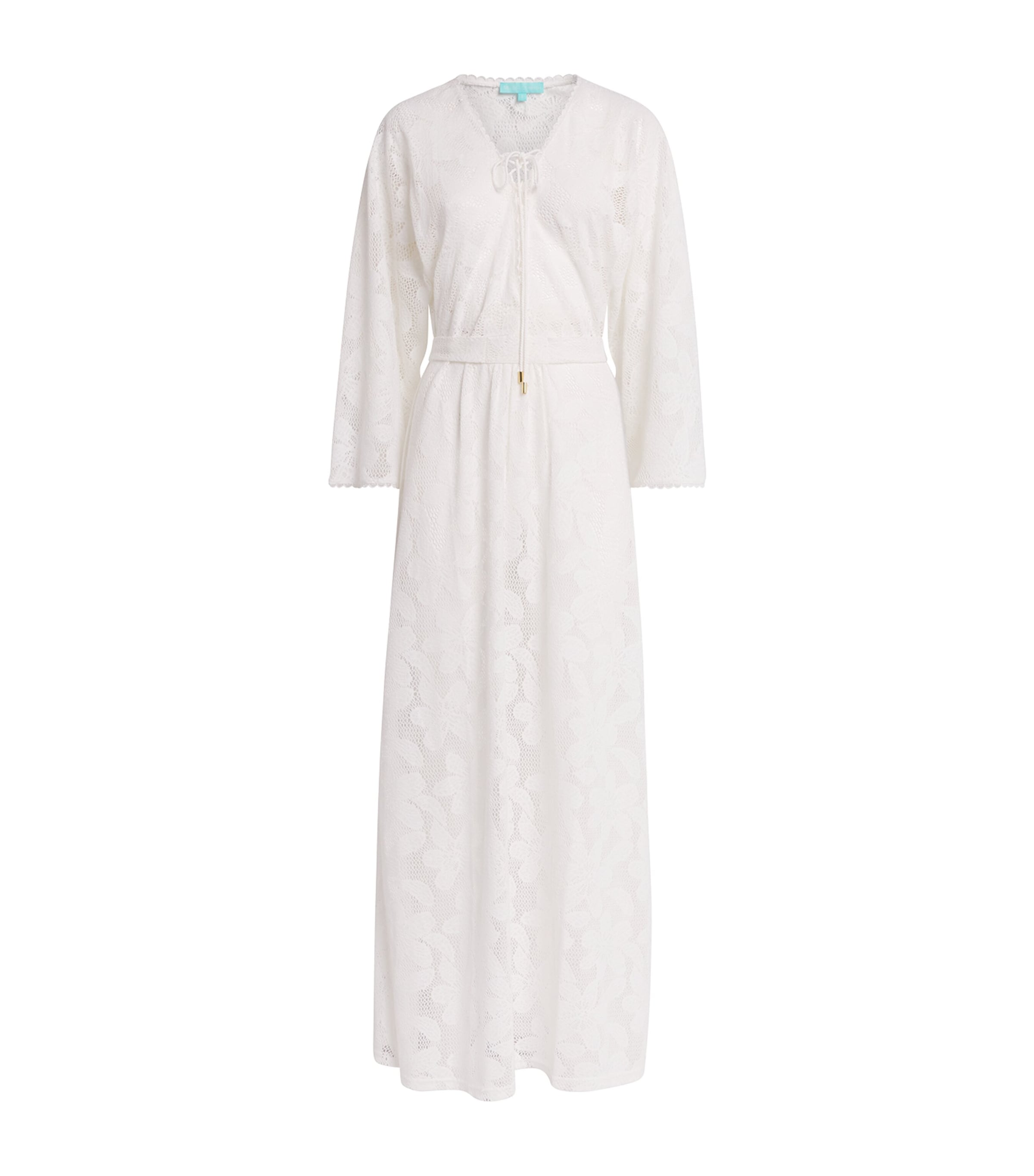 Melissa Odabash Womens Cotton-Blend Tie Nina Kaftan White