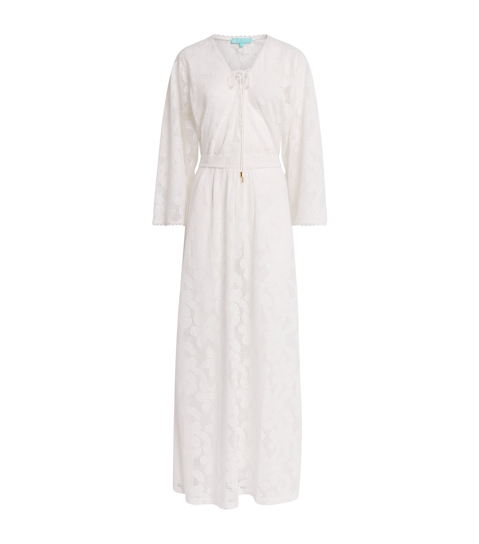 Melissa Odabash Womens Cotton-Blend Tie Nina Kaftan White