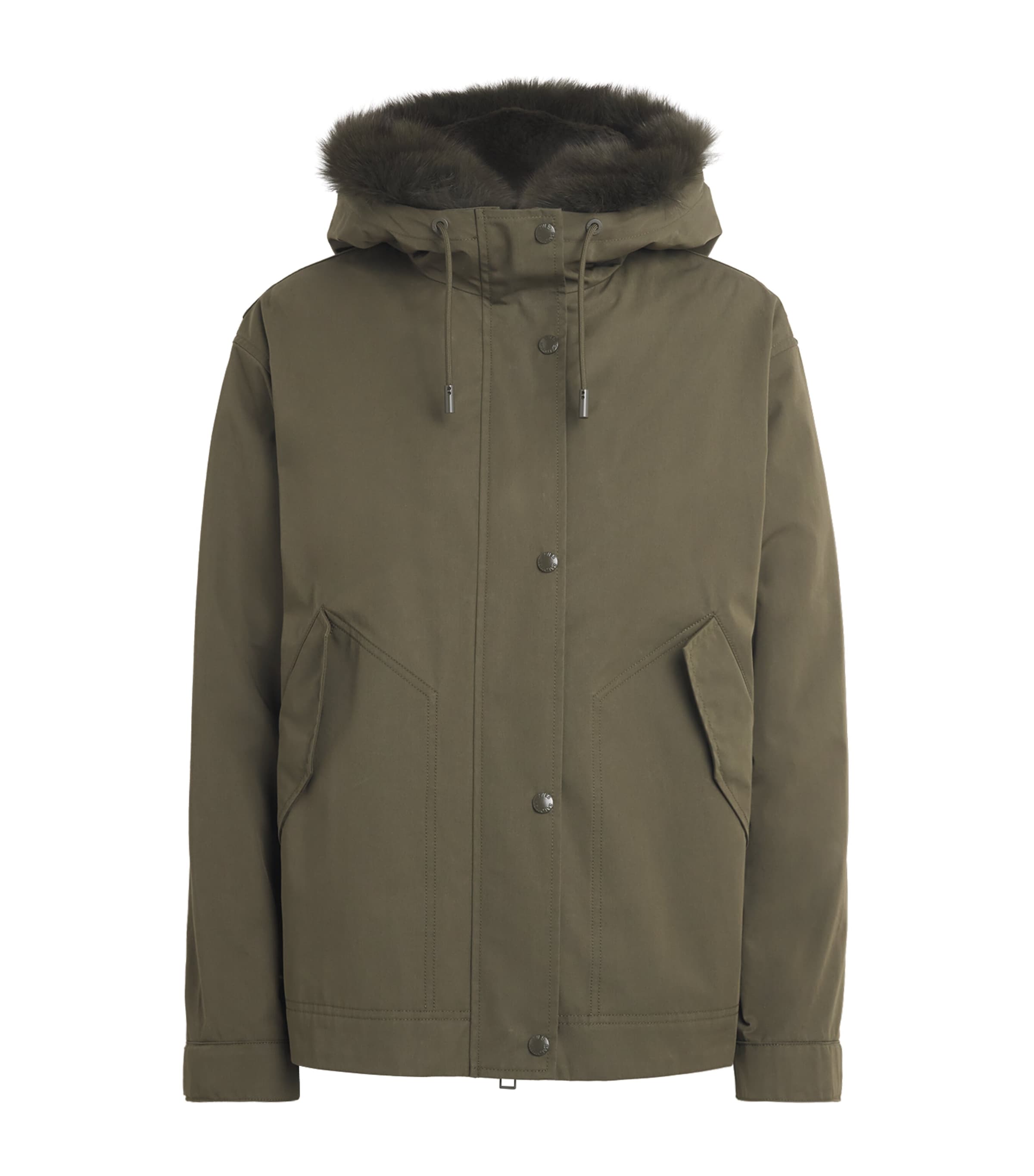 Yves Salomon Womens Down Fur-Trim Technical Parka Coat