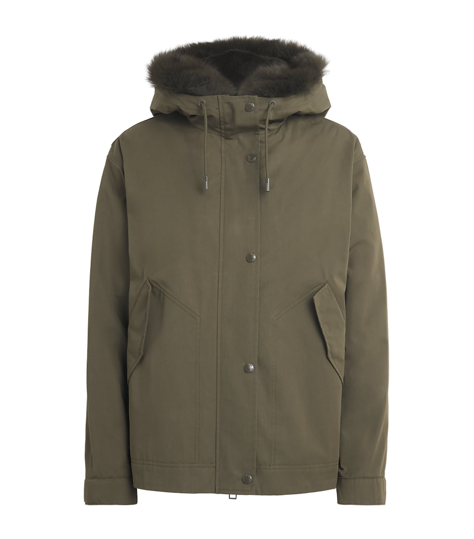 Yves Salomon Womens Down Fur-Trim Technical Parka Coat