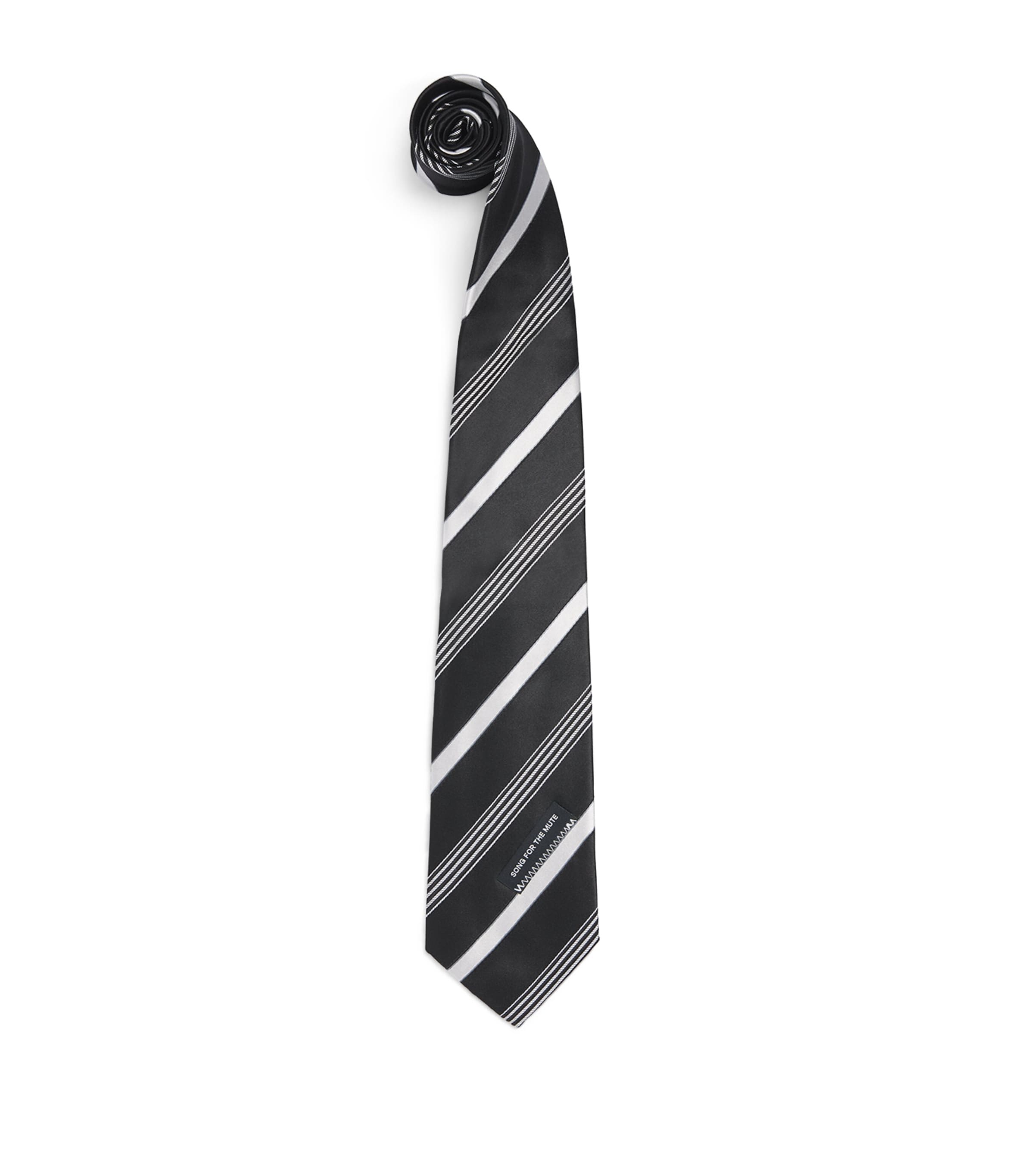 Song For The Mute Silk Stripe Playground Tie Black/white