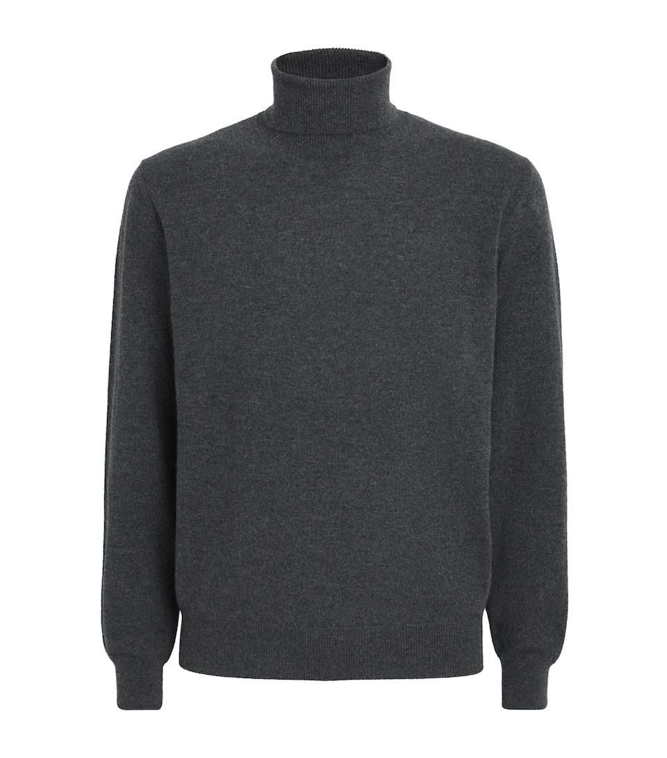 Corneliani Mens Cashmere Rollneck Sweater Grey Melange Drk