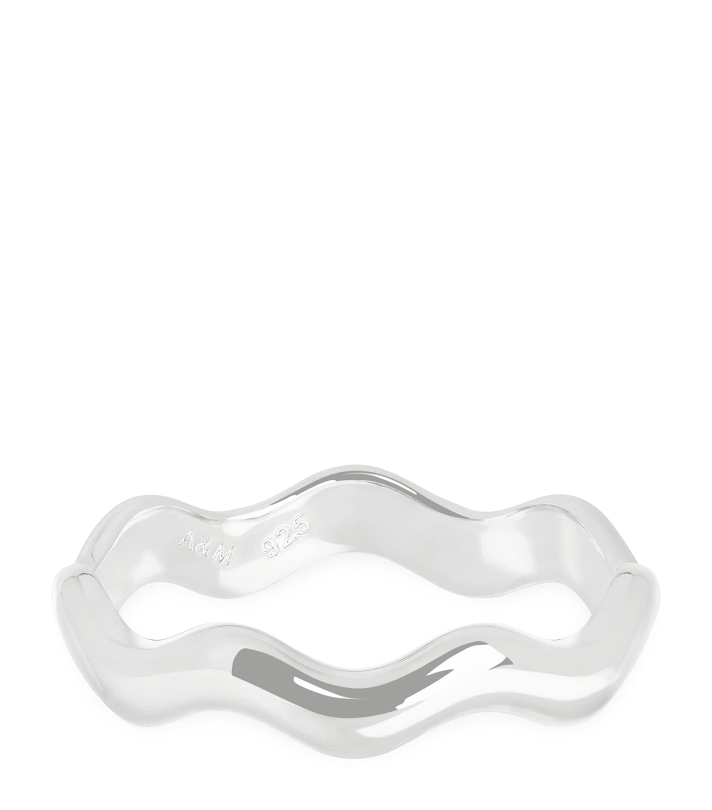 Astrid & Miyu Rhodium-Plated Sterling Silver Ripple Ring Silver