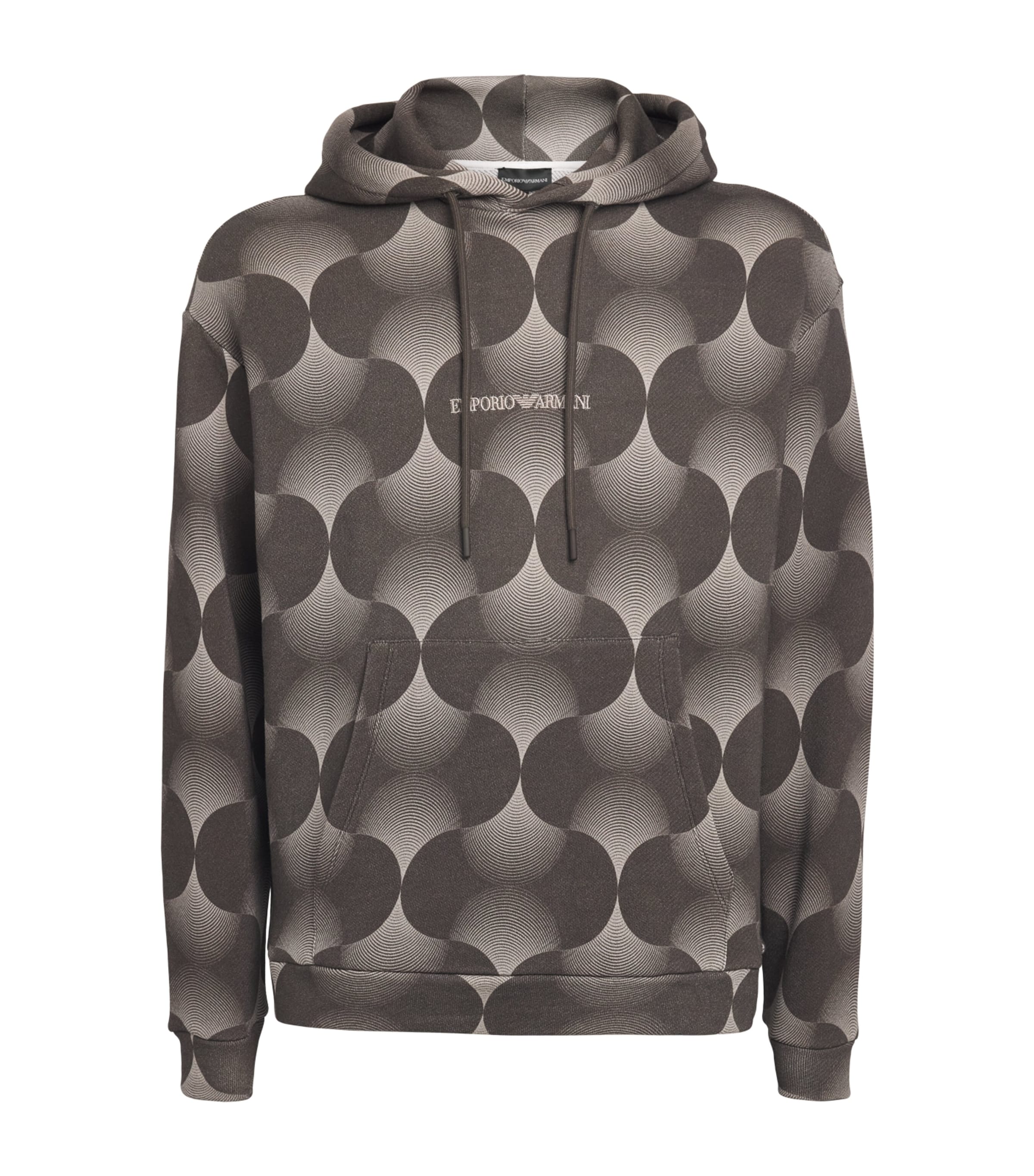 Emporio Armani Mens Cotton Op-Art Print Hoodie
