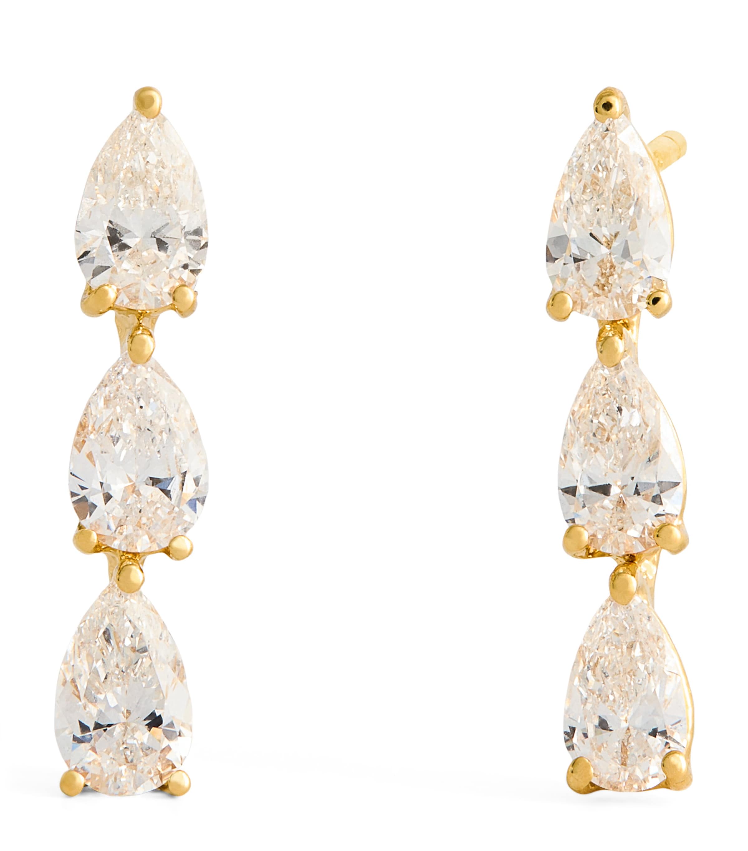 Yellow Gold and Diamond Dot Stud Earrings