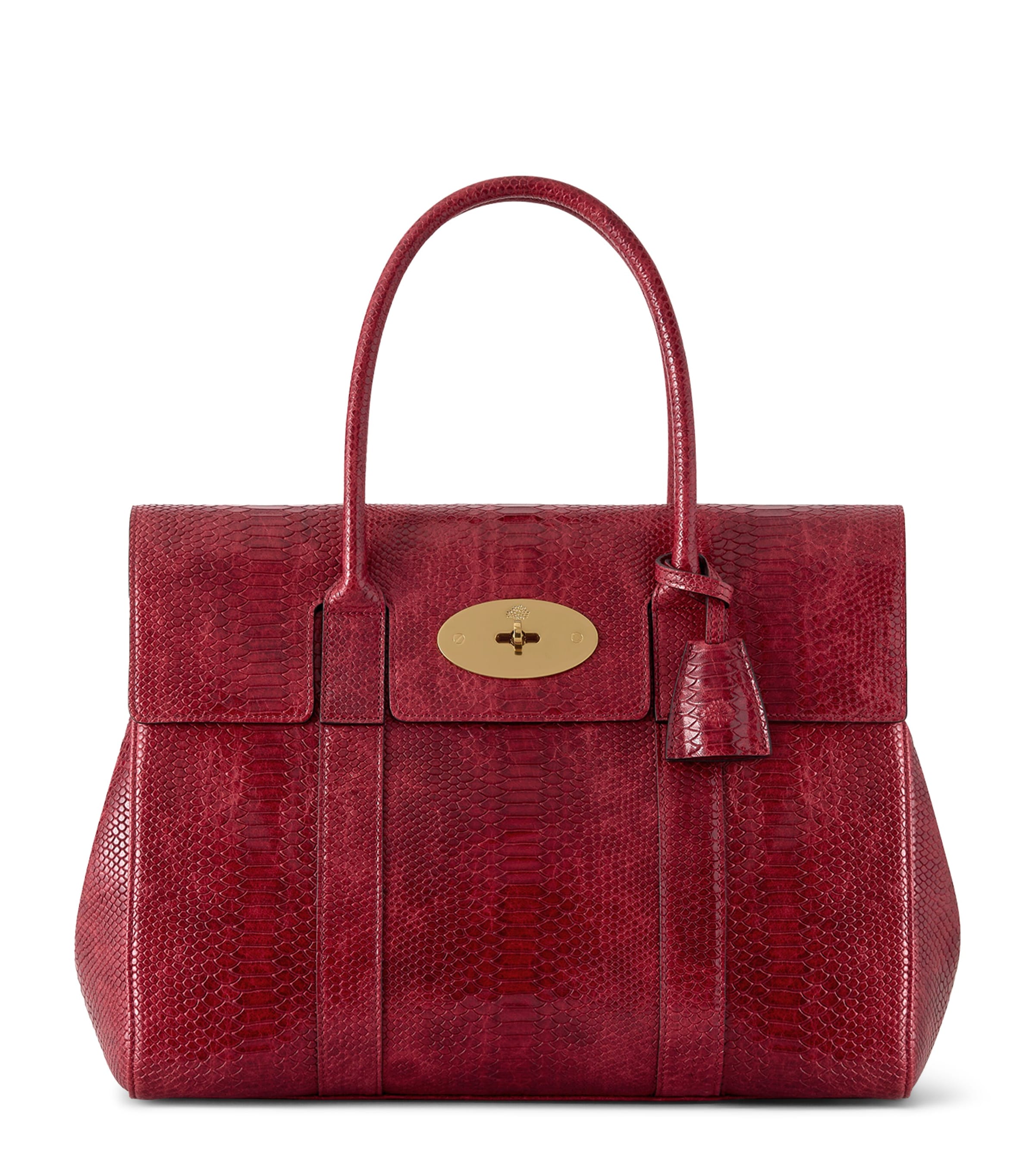 Mulberry Snake-Embossed Leather Bayswater Top-Handle Bag Apple Red