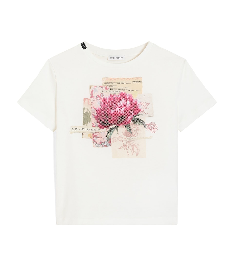 Dolce&Gabbana Kids Cotton Floral T-Shirt (8-12+ Years) White