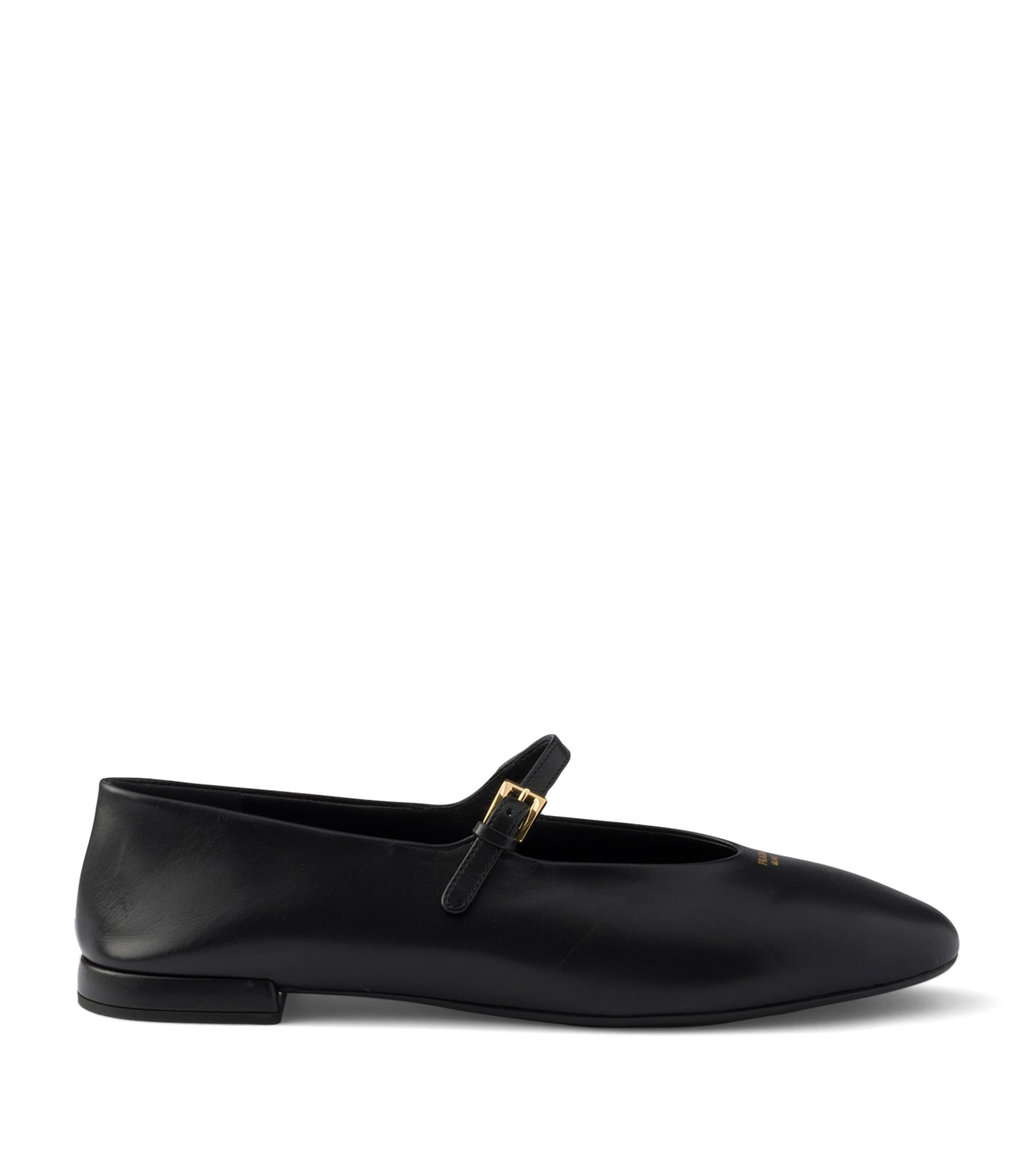 Prada Calfskin Mary Jane Flats Black