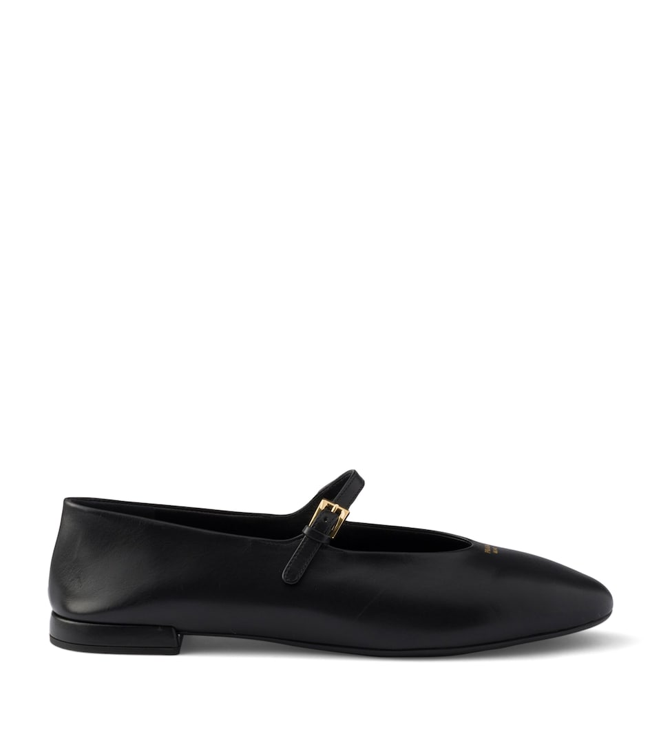 Prada Calfskin Mary Jane Flats Black