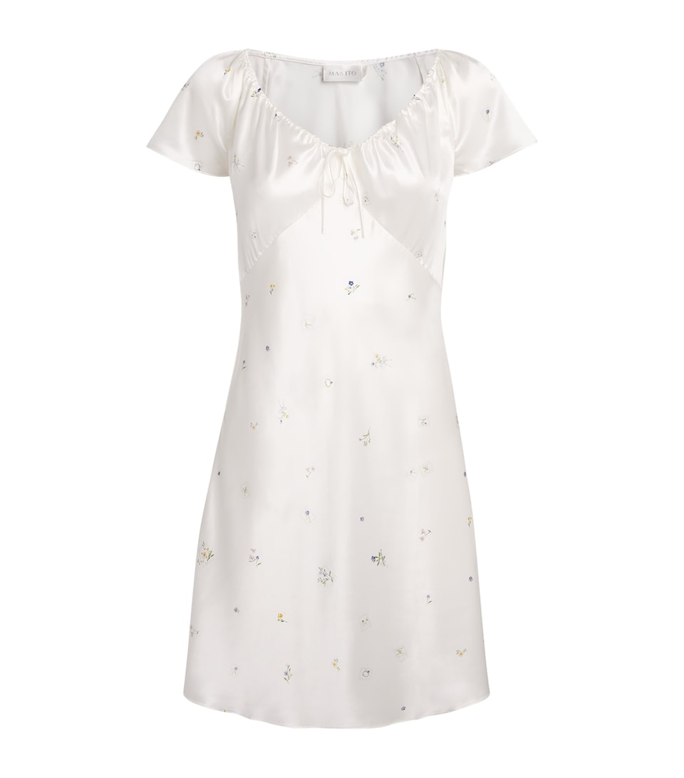 MANITO Womens Silk Sweet Garden Nightdress Almond Beige