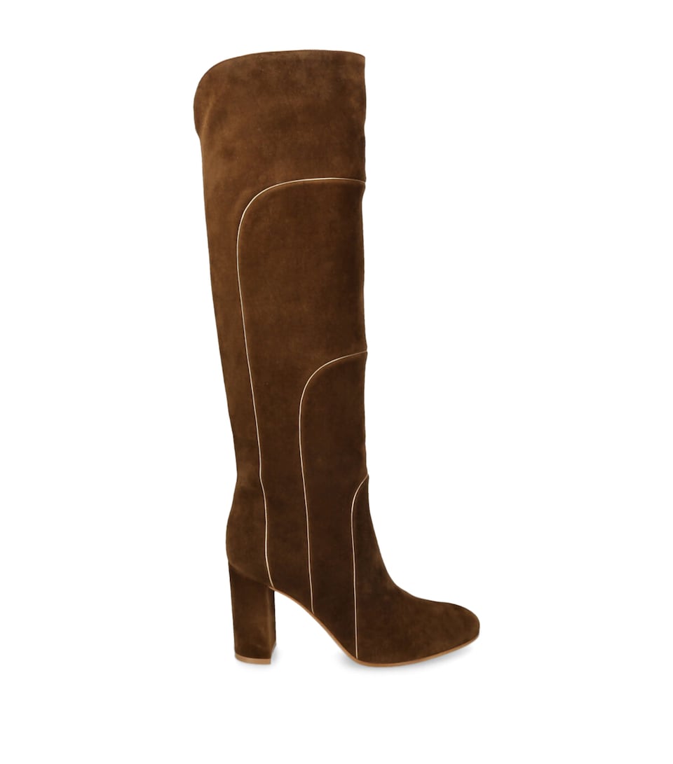 Suede Panelled Knee-High Boots 45