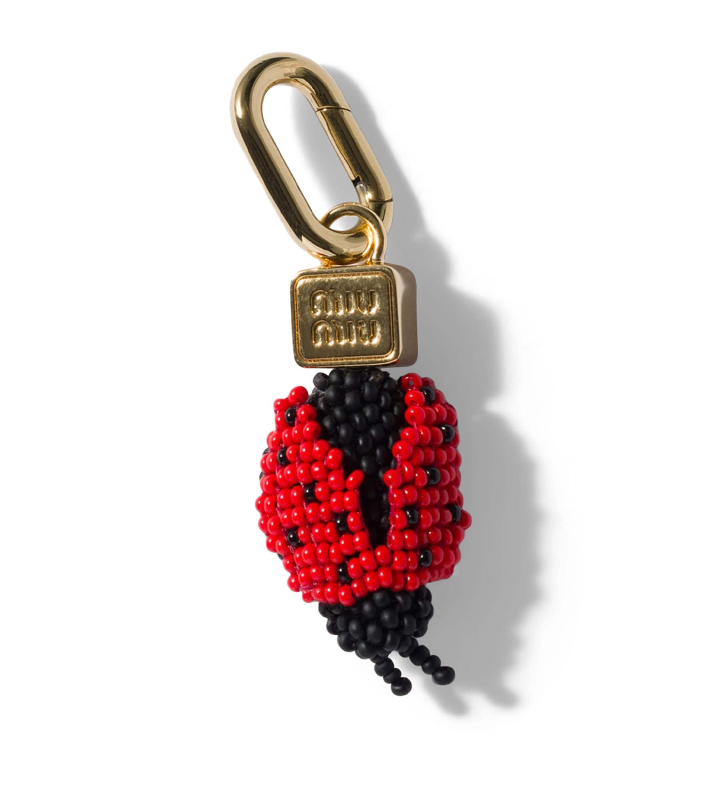 Miu Miu Beaded Ladybird Bag Charm Black