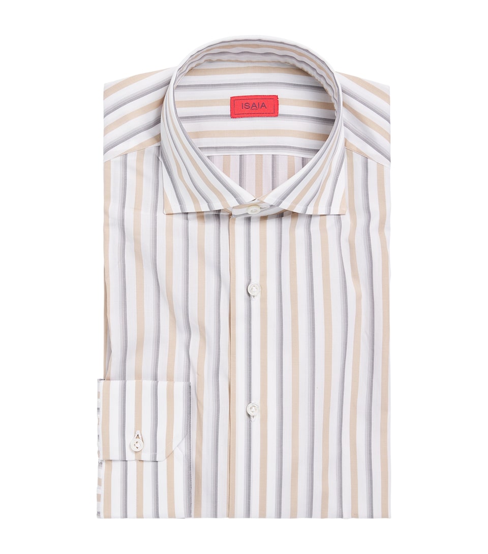 Isaia Mens Egyptian Cotton Stripe Shirt