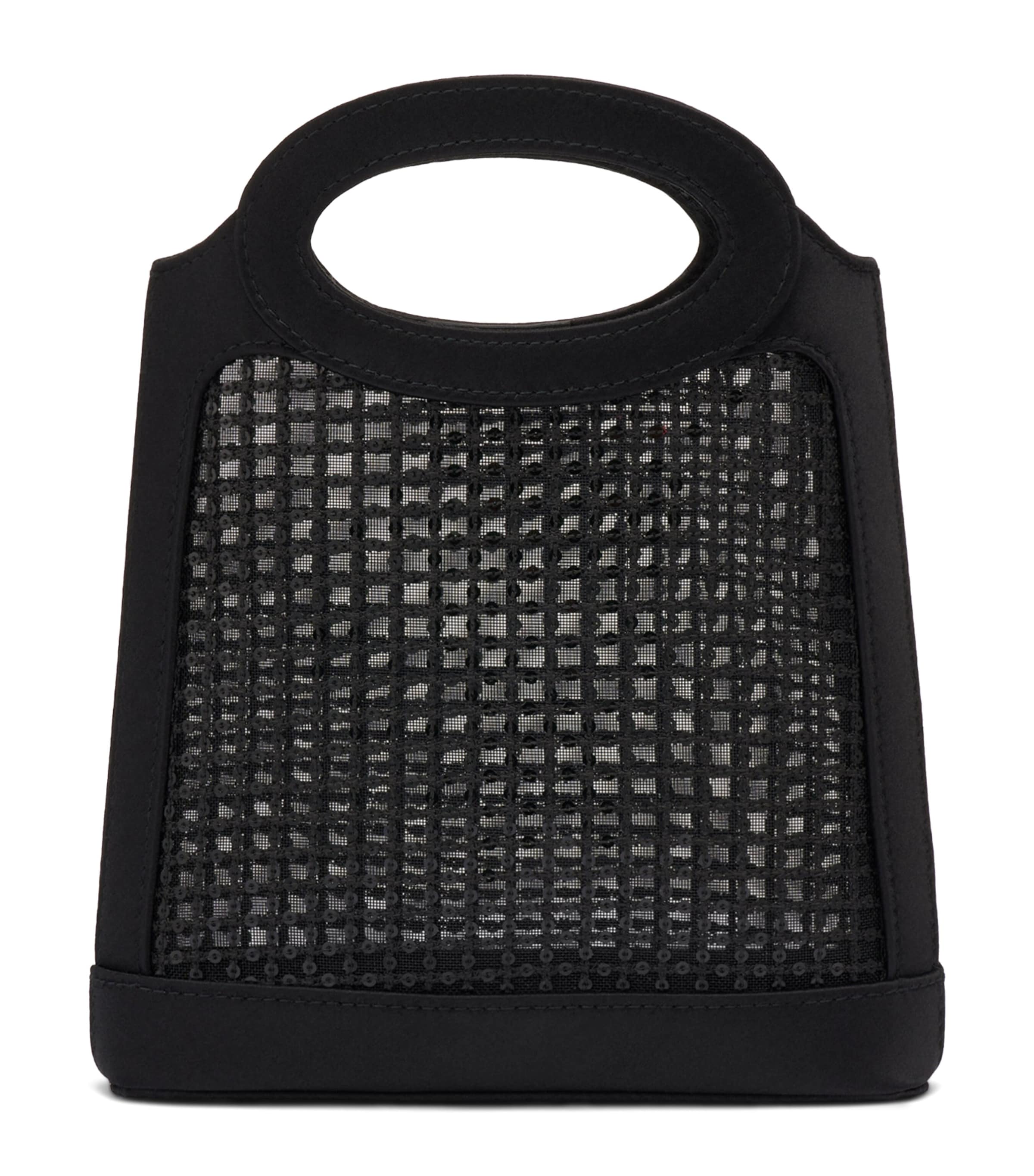 Malone Souliers Mini Satin-Mesh Aura Tote Bag Black