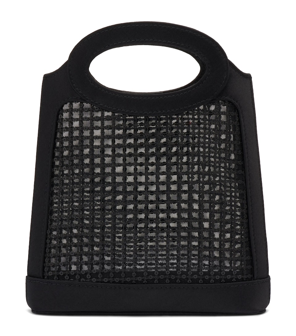 Malone Souliers Mini Satin-Mesh Aura Tote Bag Black