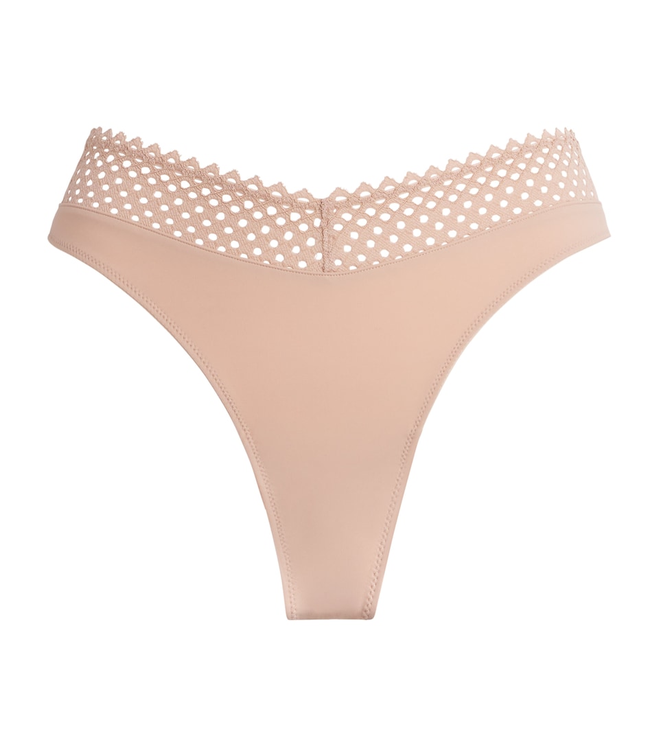 Wolford Womens Romantic Net Thong Rose Tan