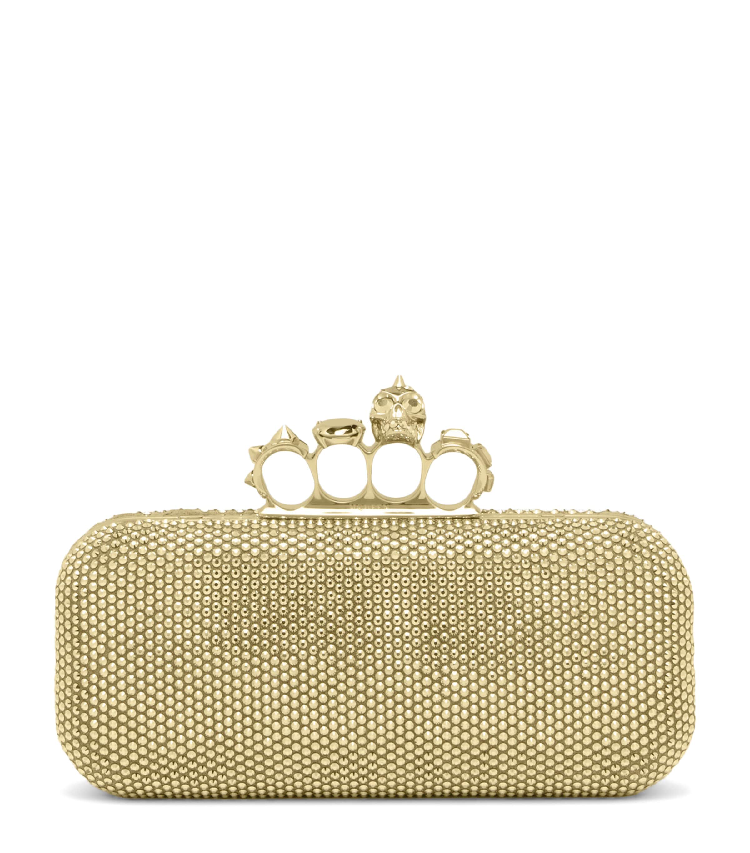 McQueen Long Crystal-Embellished Knuckle Clutch Bag