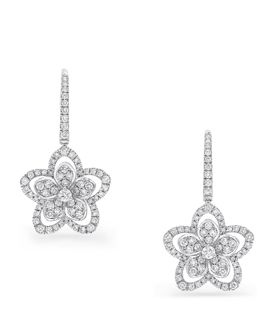 White Gold and Diamond Wild Flower Earrings